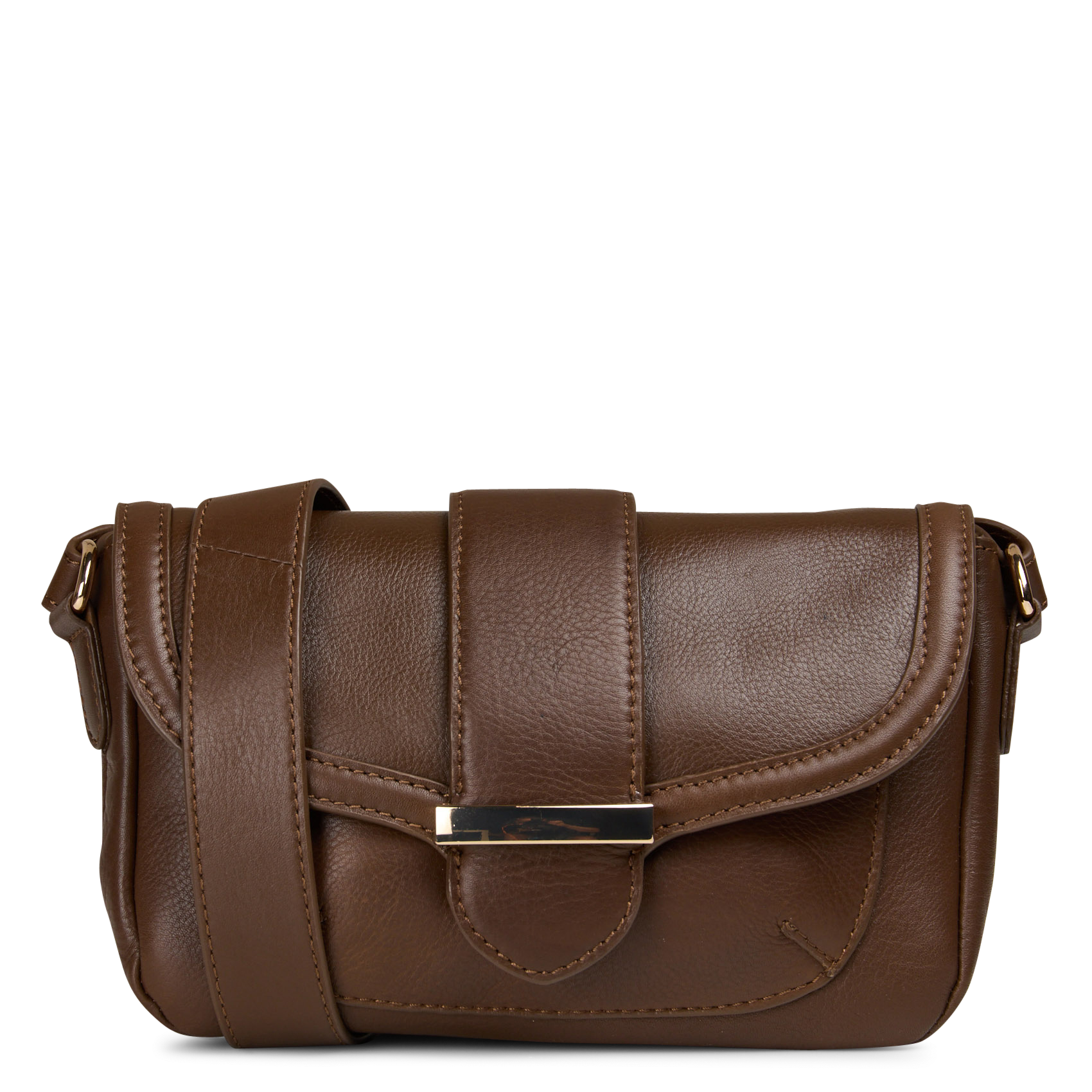 Bolso bandolera de piel de vacuno MAISON 123 Caqui