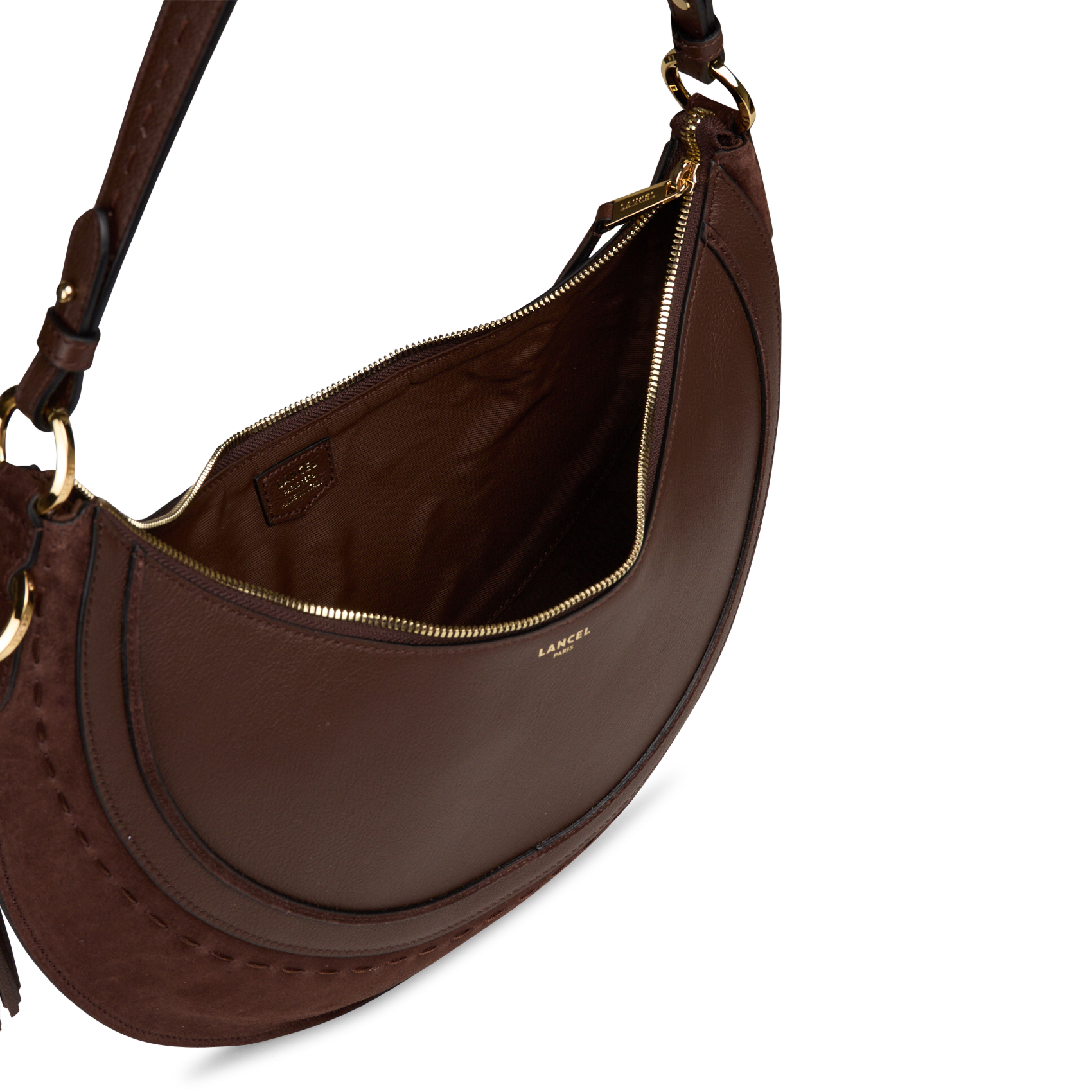 Sac hobo zippé en cuir LANCEL Marron