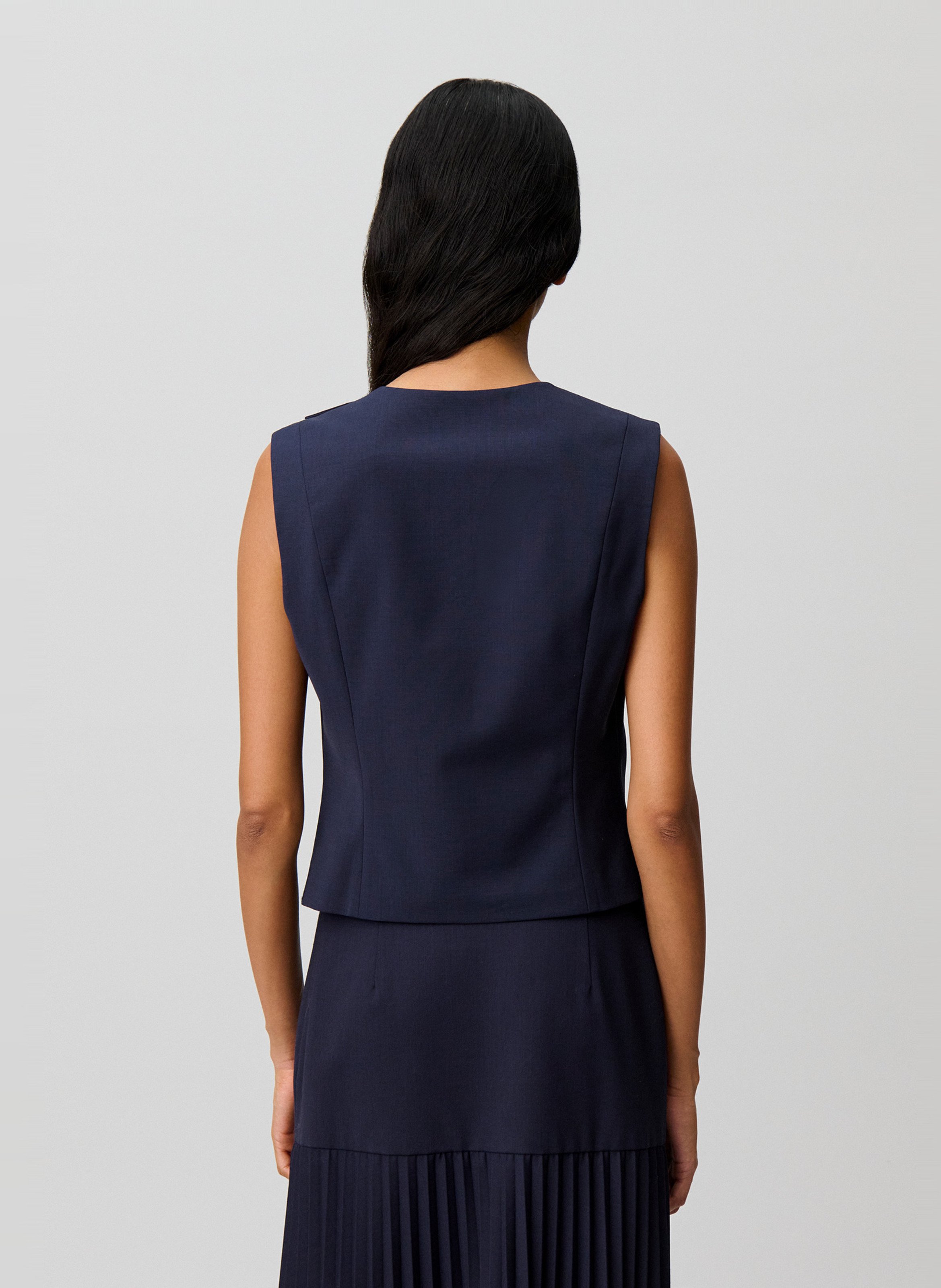 Sleeveless straight top with a round neck CLAUDIE PIERLOT Blue