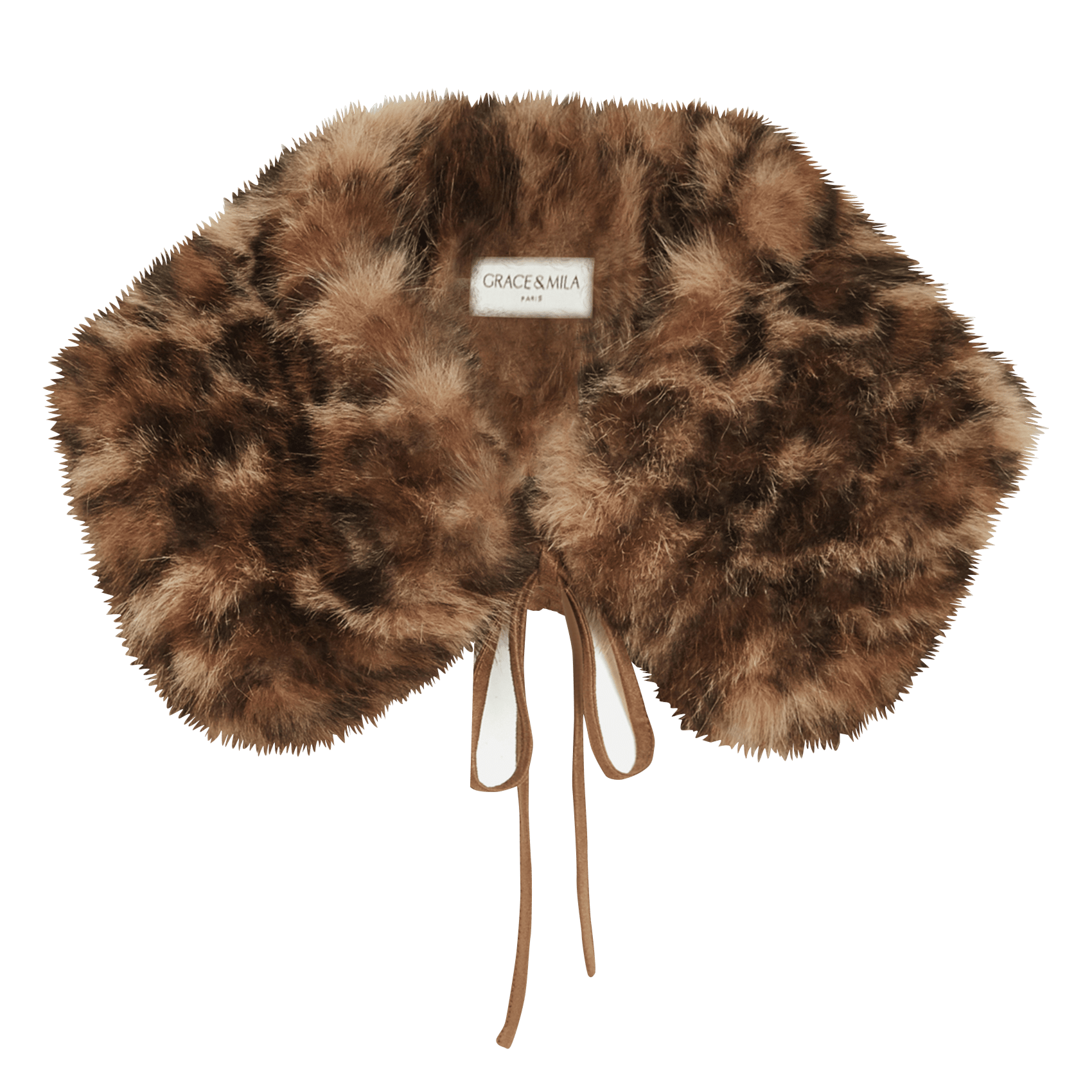 Removable faux fur-effect collar GRACE ET MILA Brown