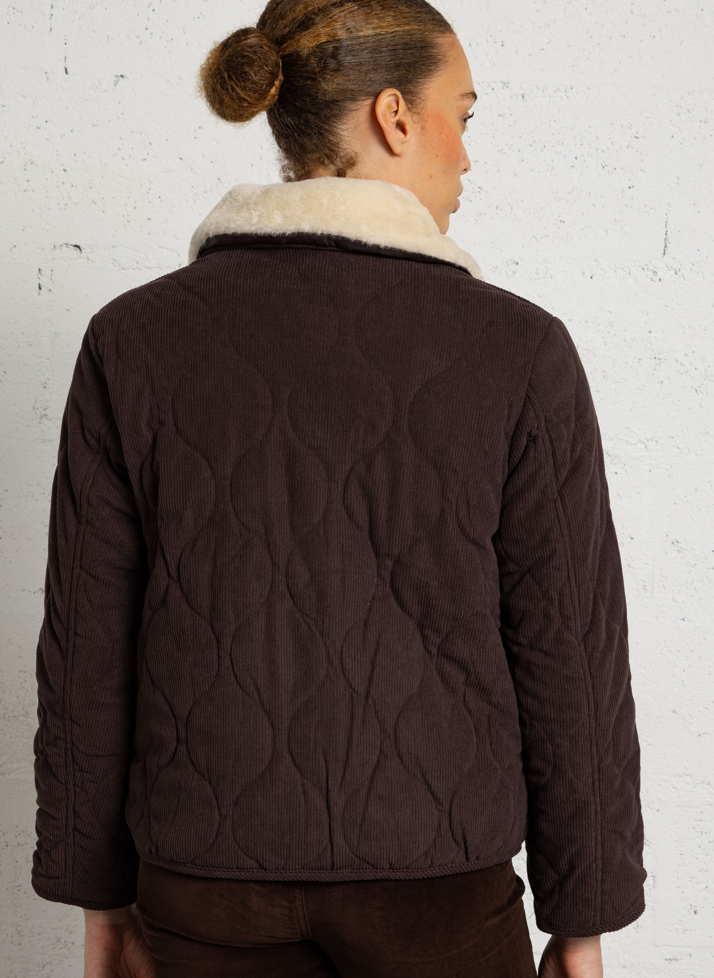 Rechte fluwelen corduroy jas LA PETITE ETOILE Bruin