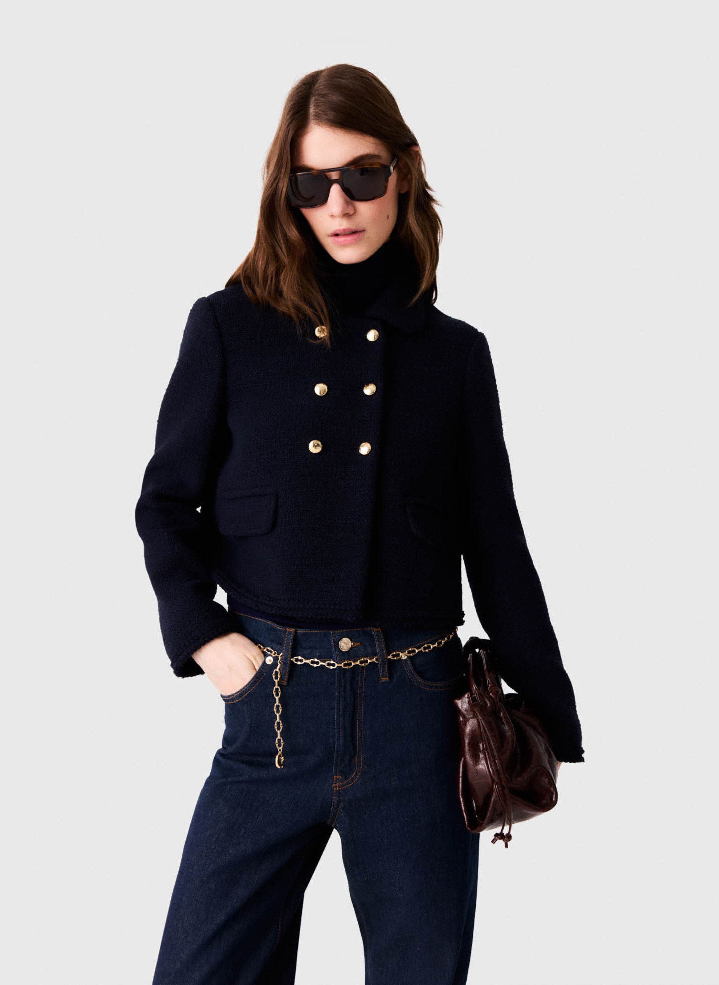 Fitted jacket with classic collar MAJE Blue