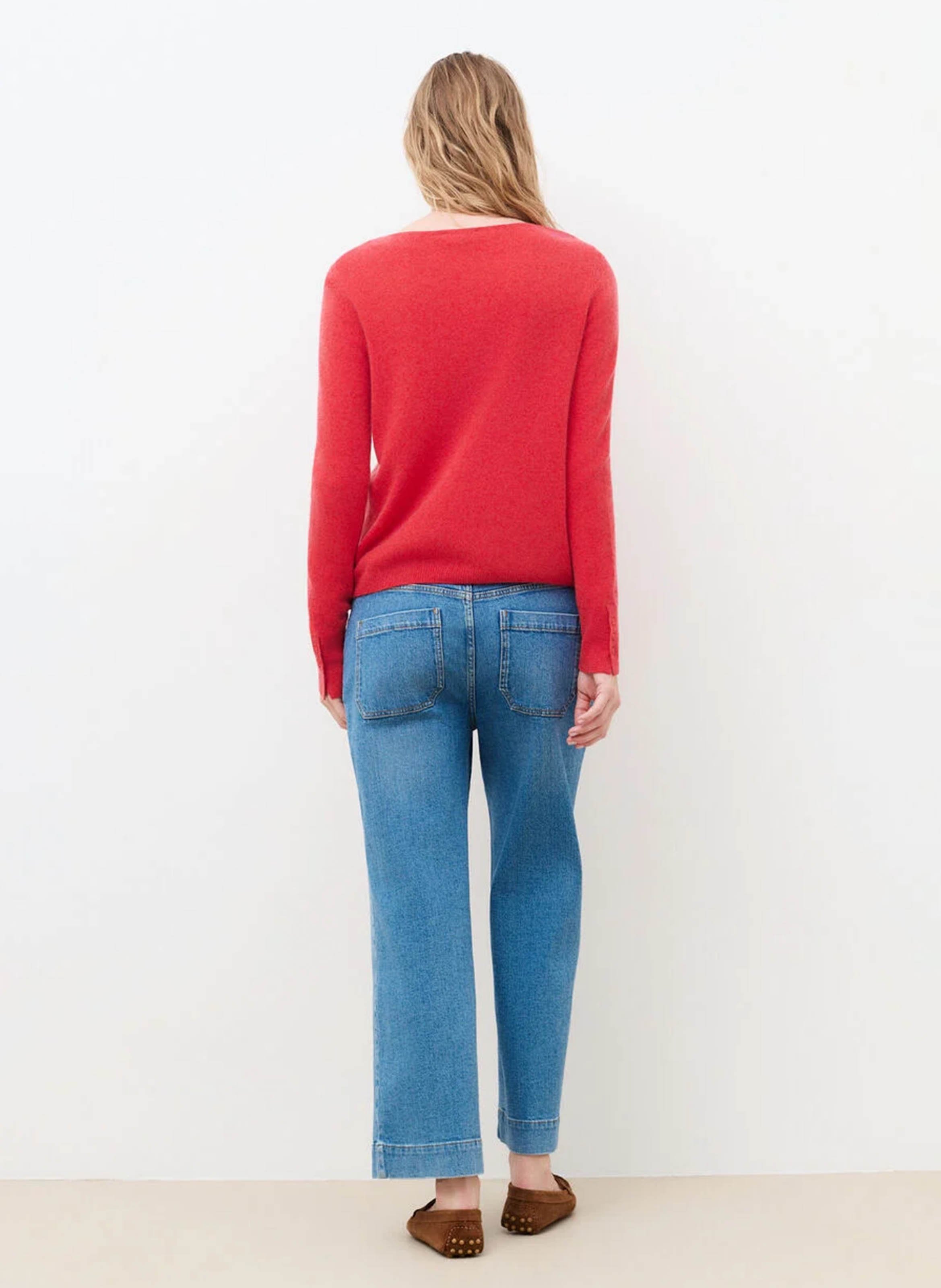 Pull en cachemire col bateau CAROLL Rouge