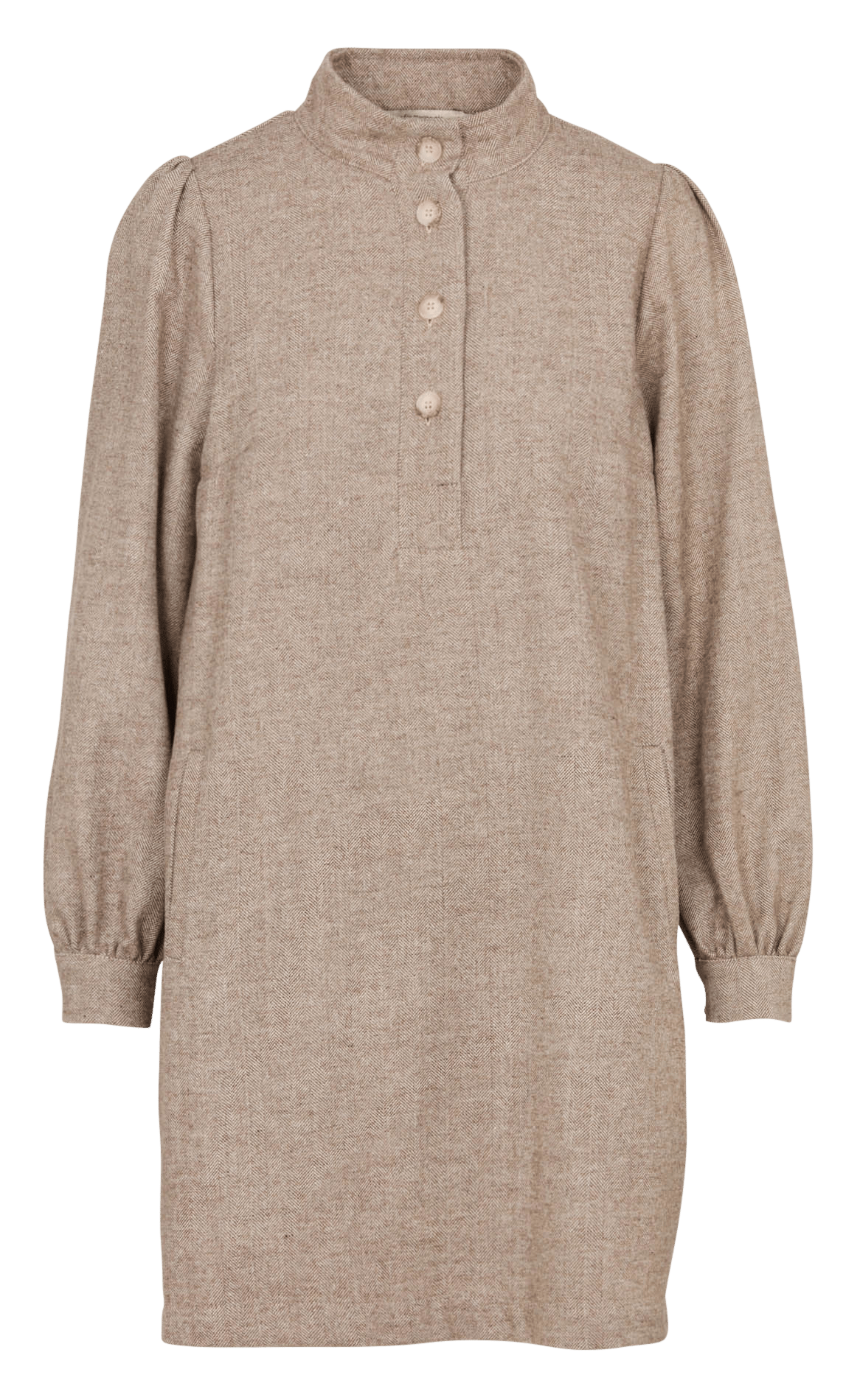 Short straight long-sleeved dress LA FEE MARABOUTEE Beige