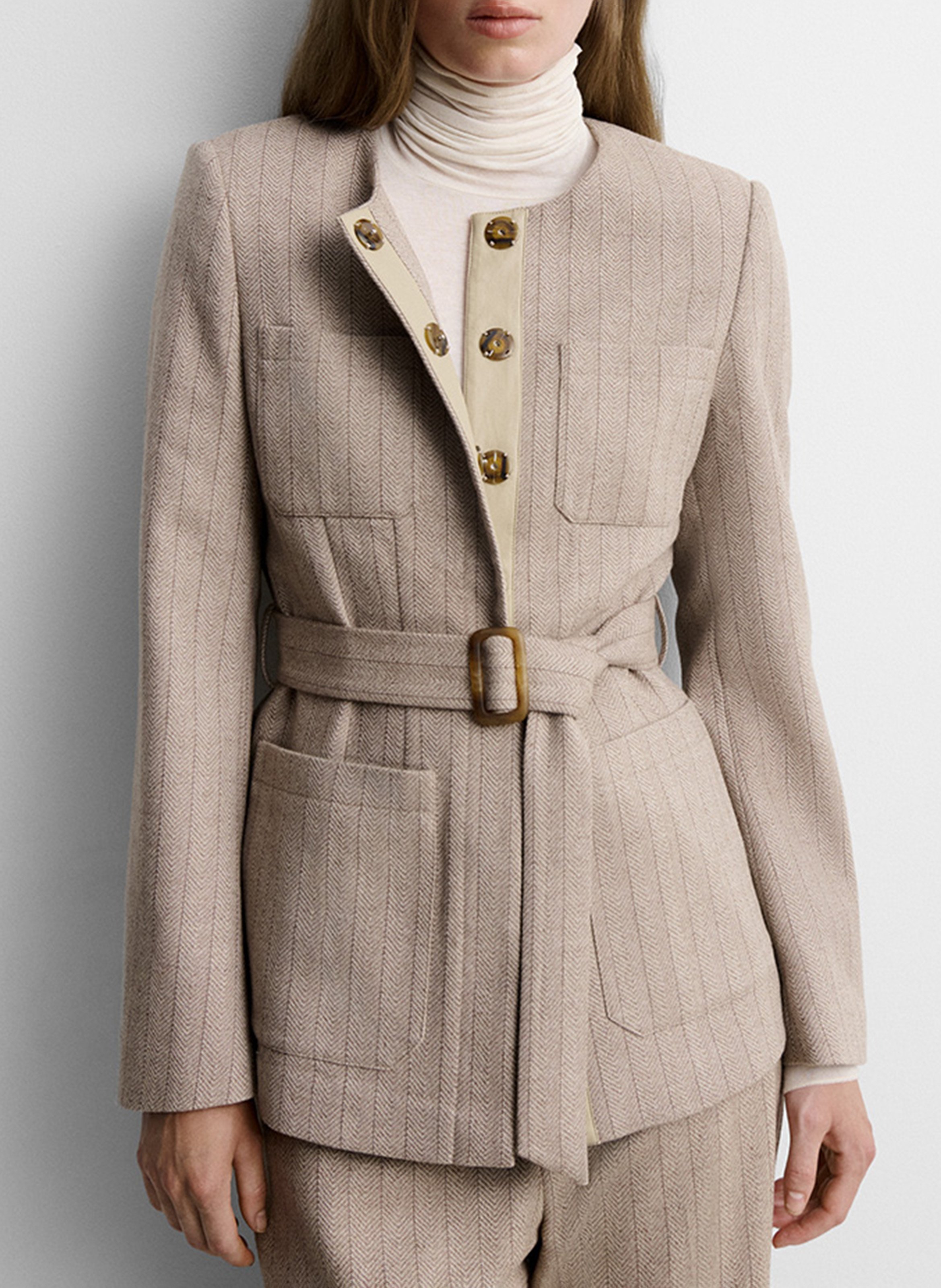Fitted striped jacket SIMORRA Beige