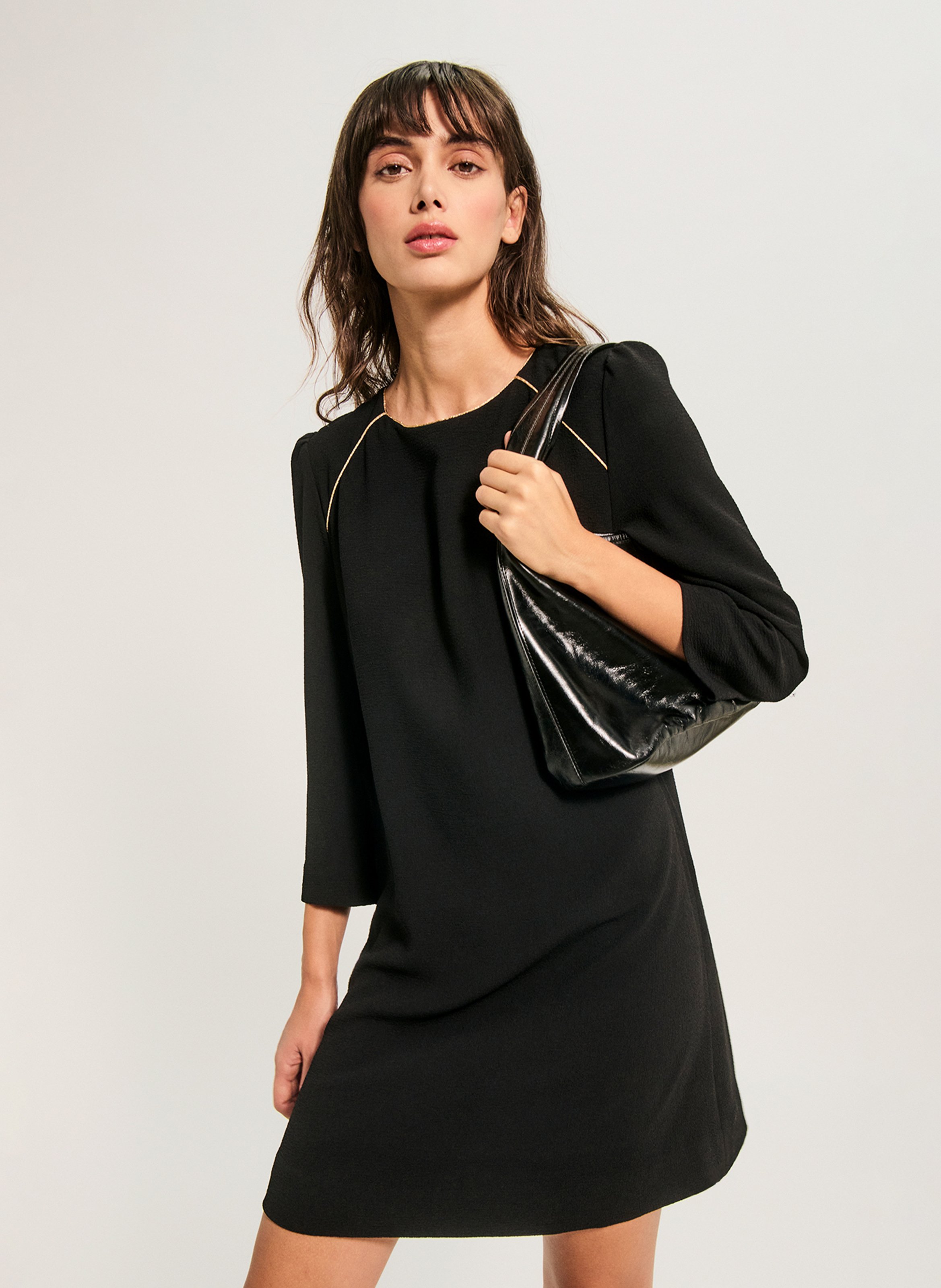 Robe courte col rond PABLO Noir