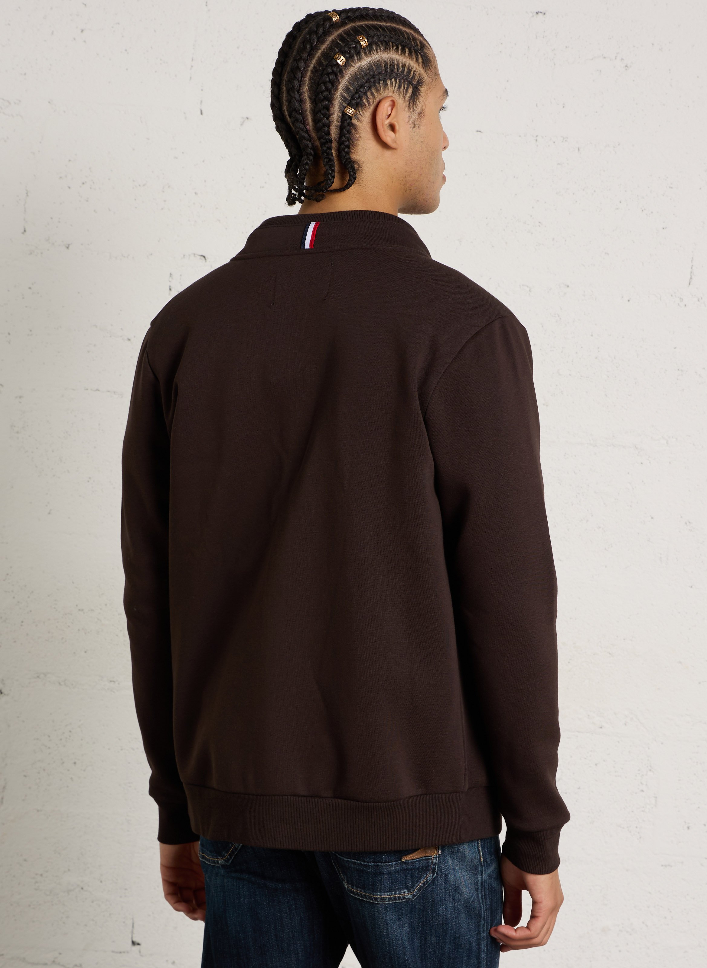 Sweat droit zippé en coton mélangé LE TEMPS DES CERISES Marron