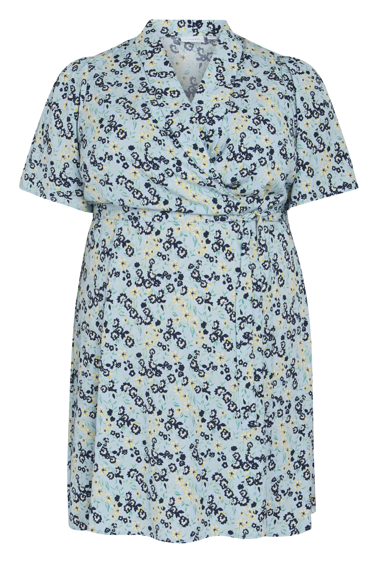 Robe courte col V imprimée  EVOKED Bleu