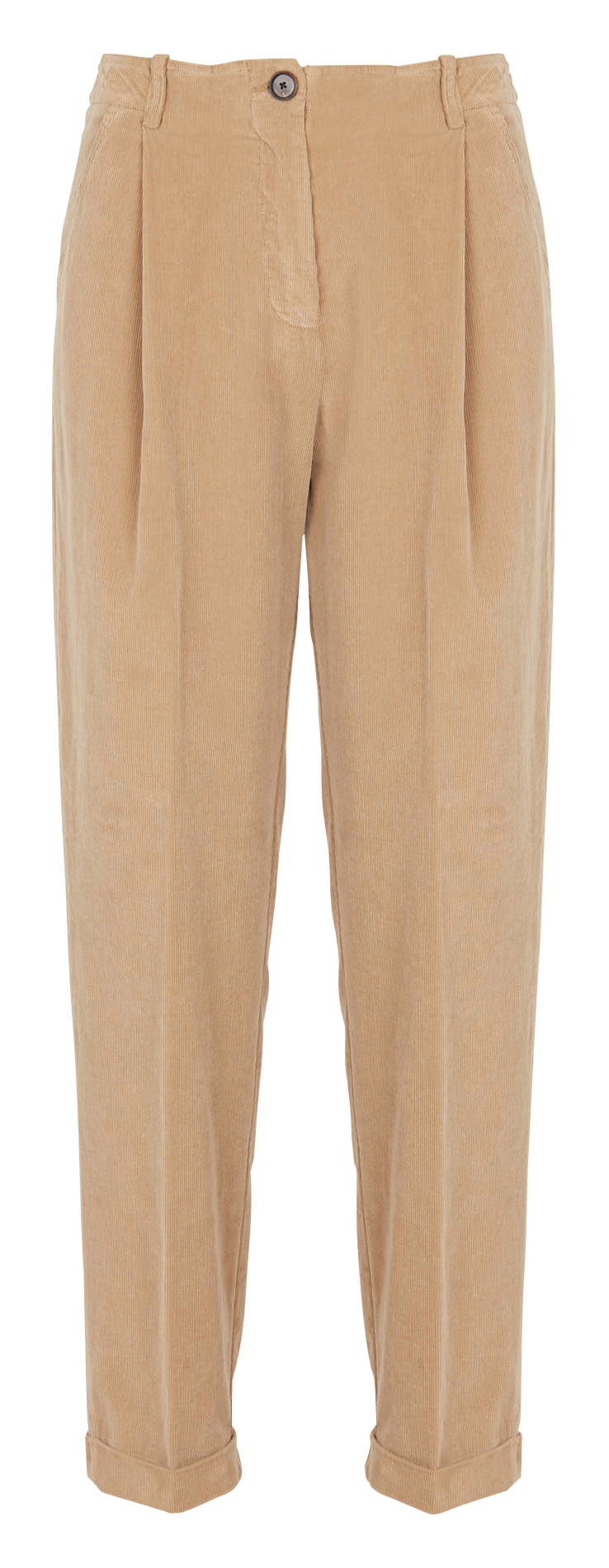 Katoenen ribbroek met toelopende pijpen POMANDERE Bruin