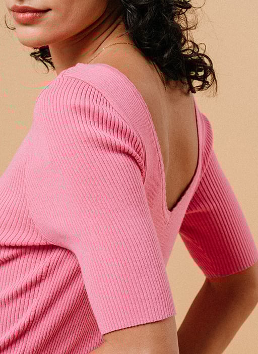 Pull manches courtes festonné GRACE ET MILA Rose