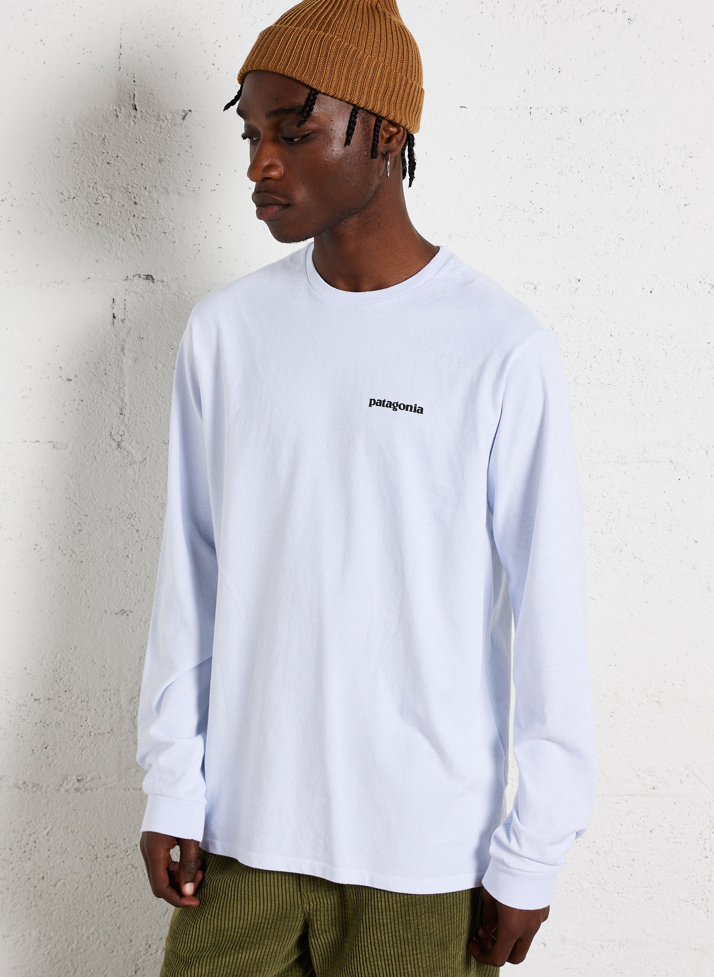 Rundhals-T-Shirt aus recyceltem Baumwoll-Mix mit Siebdruck, Regular Fit PATAGONIA Weiss