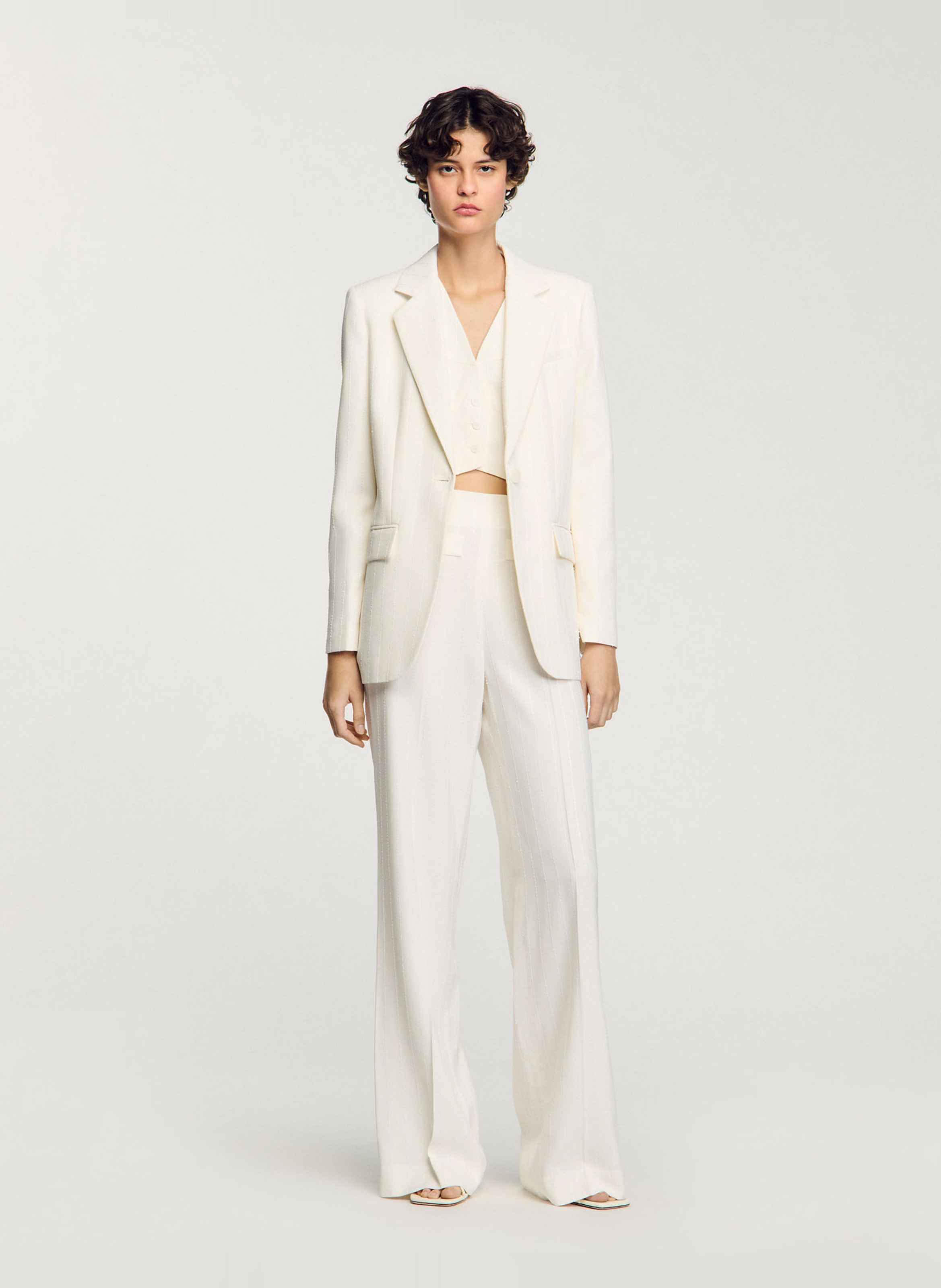 Straight leg sequin suit trousers SANDRO White