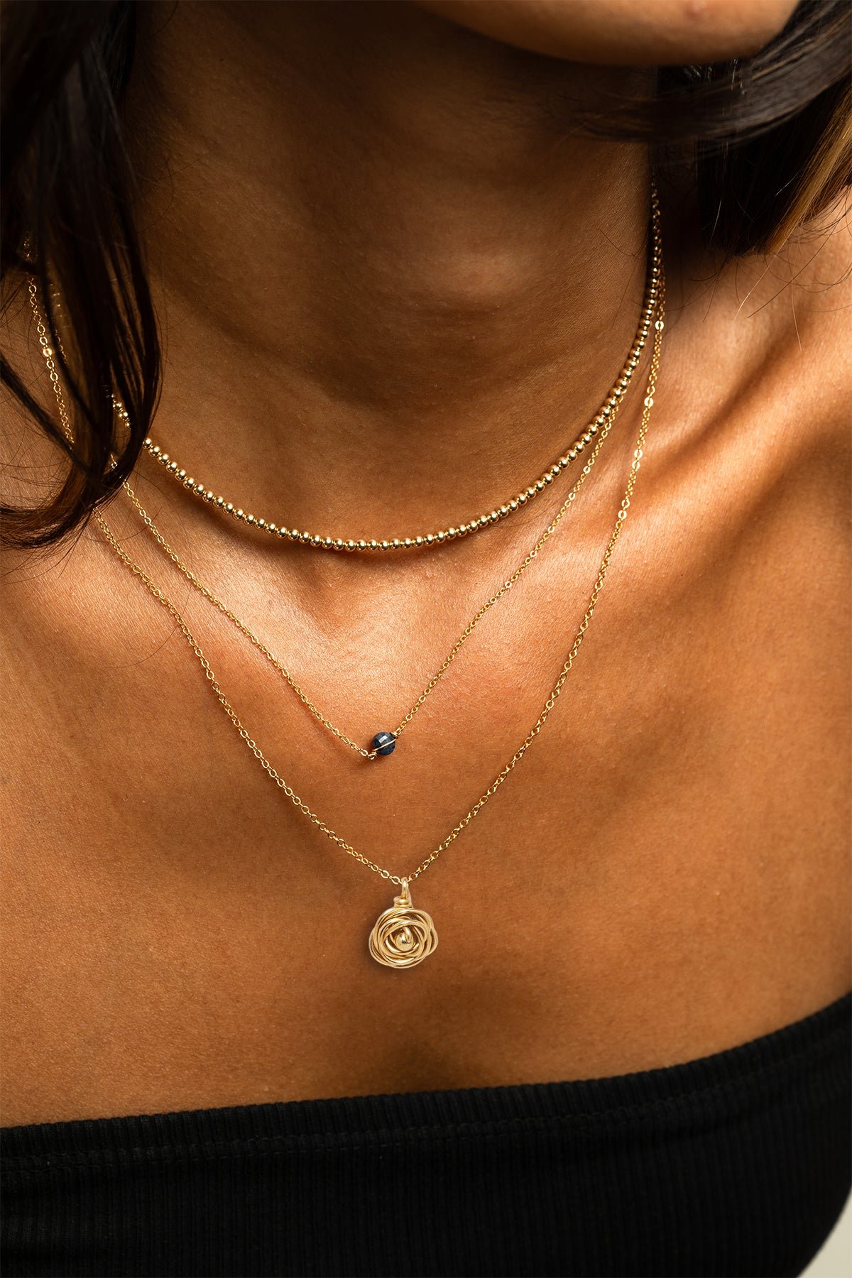 Medium Rose Pendant - Gold Golden