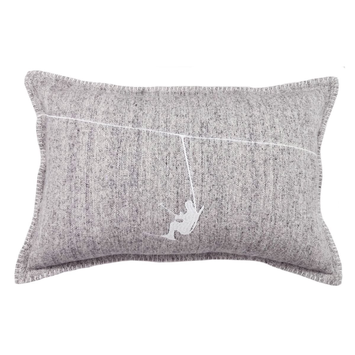 Rectangular embroidered cotton flannel cushion TODAY LINGE DE MAISON Grey
