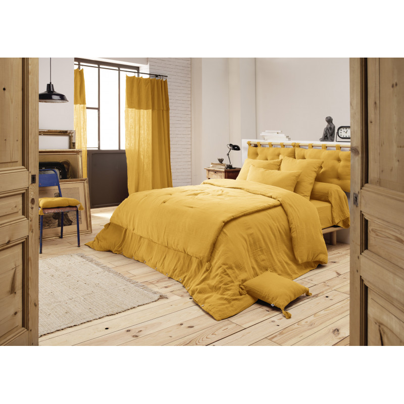 Cotton gauze headboard L'EFFET PAPILLON Yellow