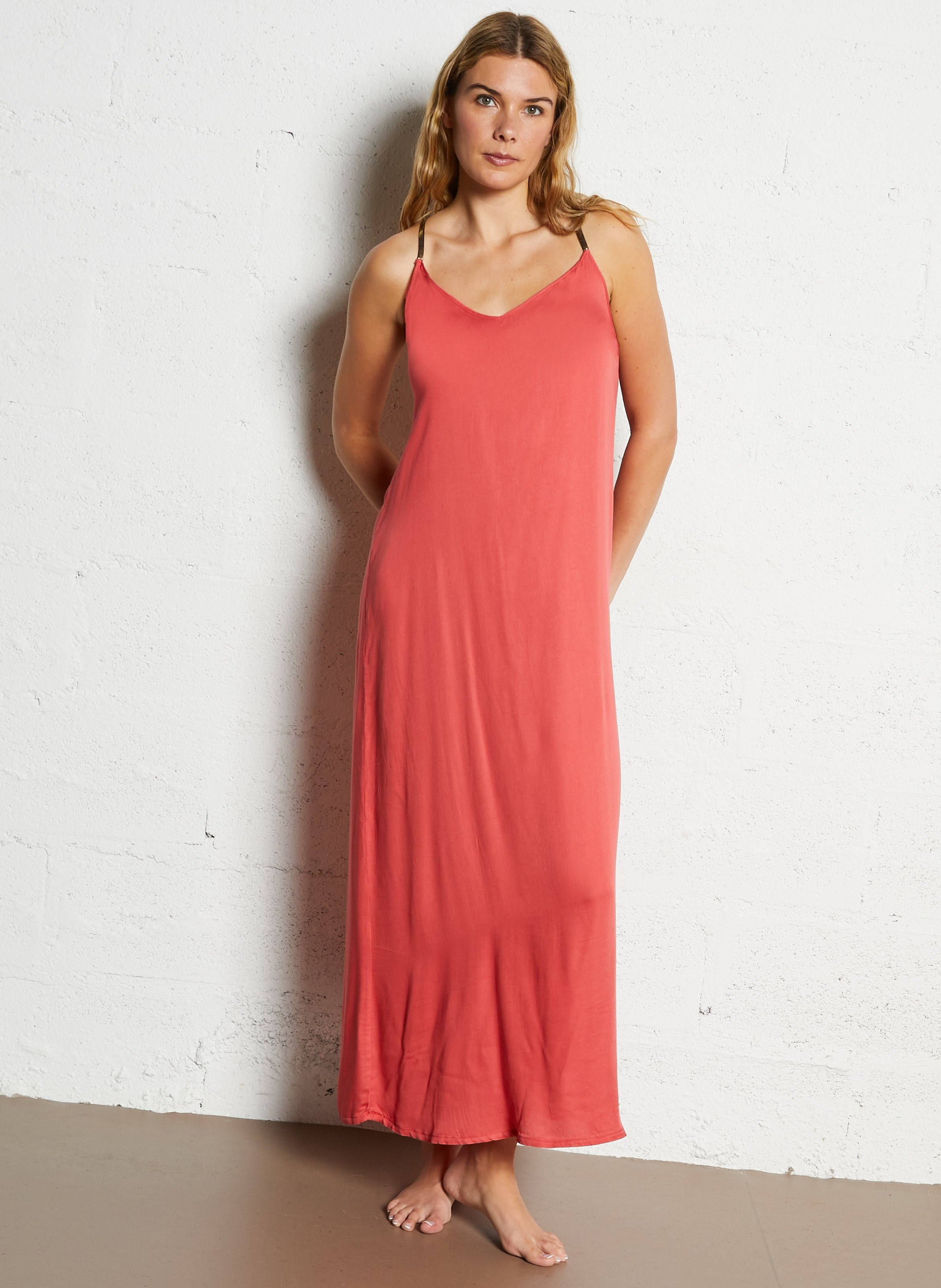 Lange jurk met bandjes BELIZA Oranje