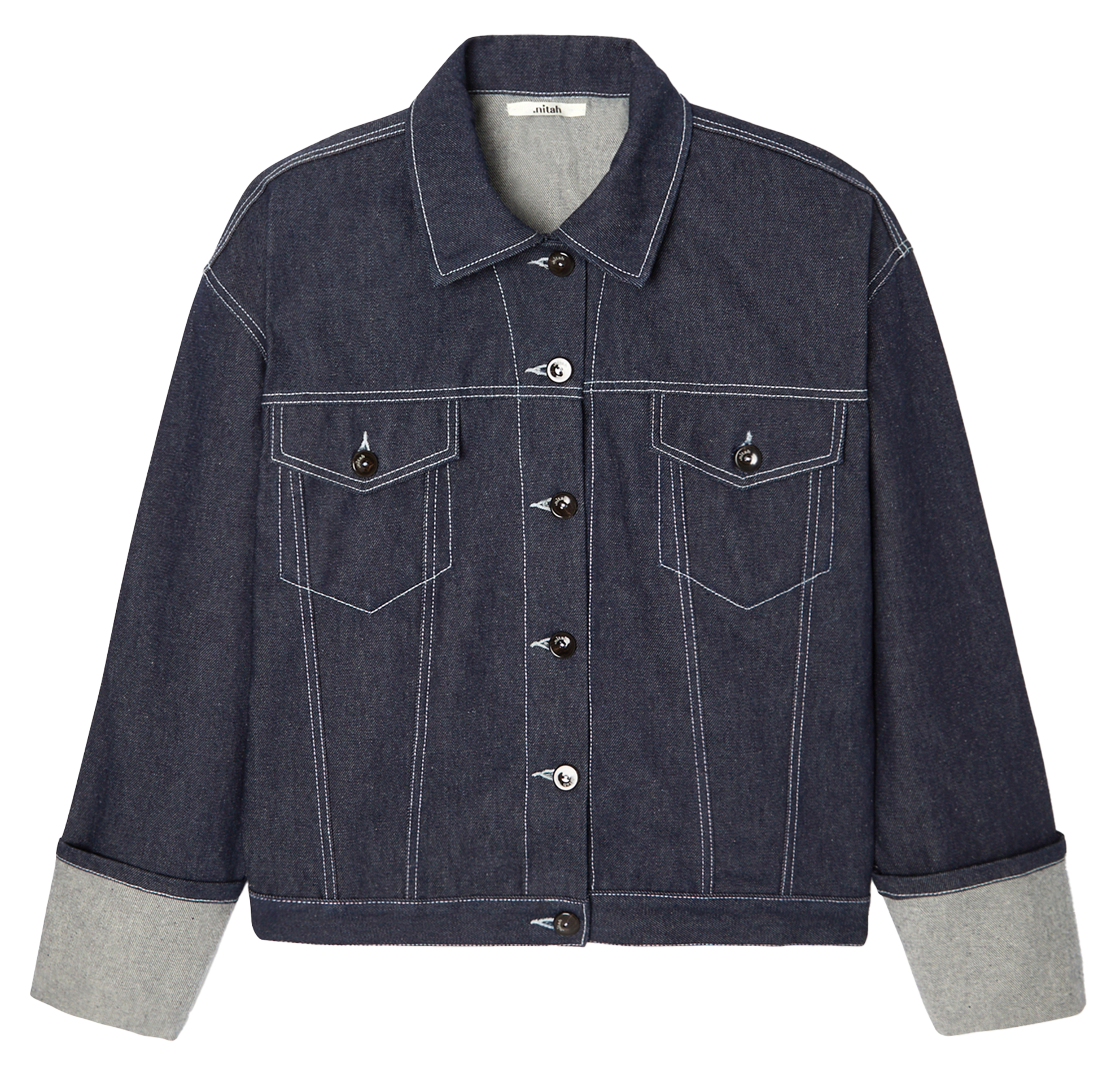 Oversized denim jack met stiksels NITAH Blauw