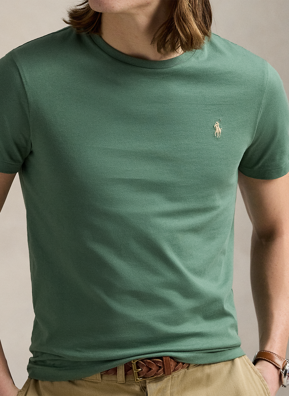 Tee-shirt col rond slim-fit en coton POLO RALPH LAUREN Vert