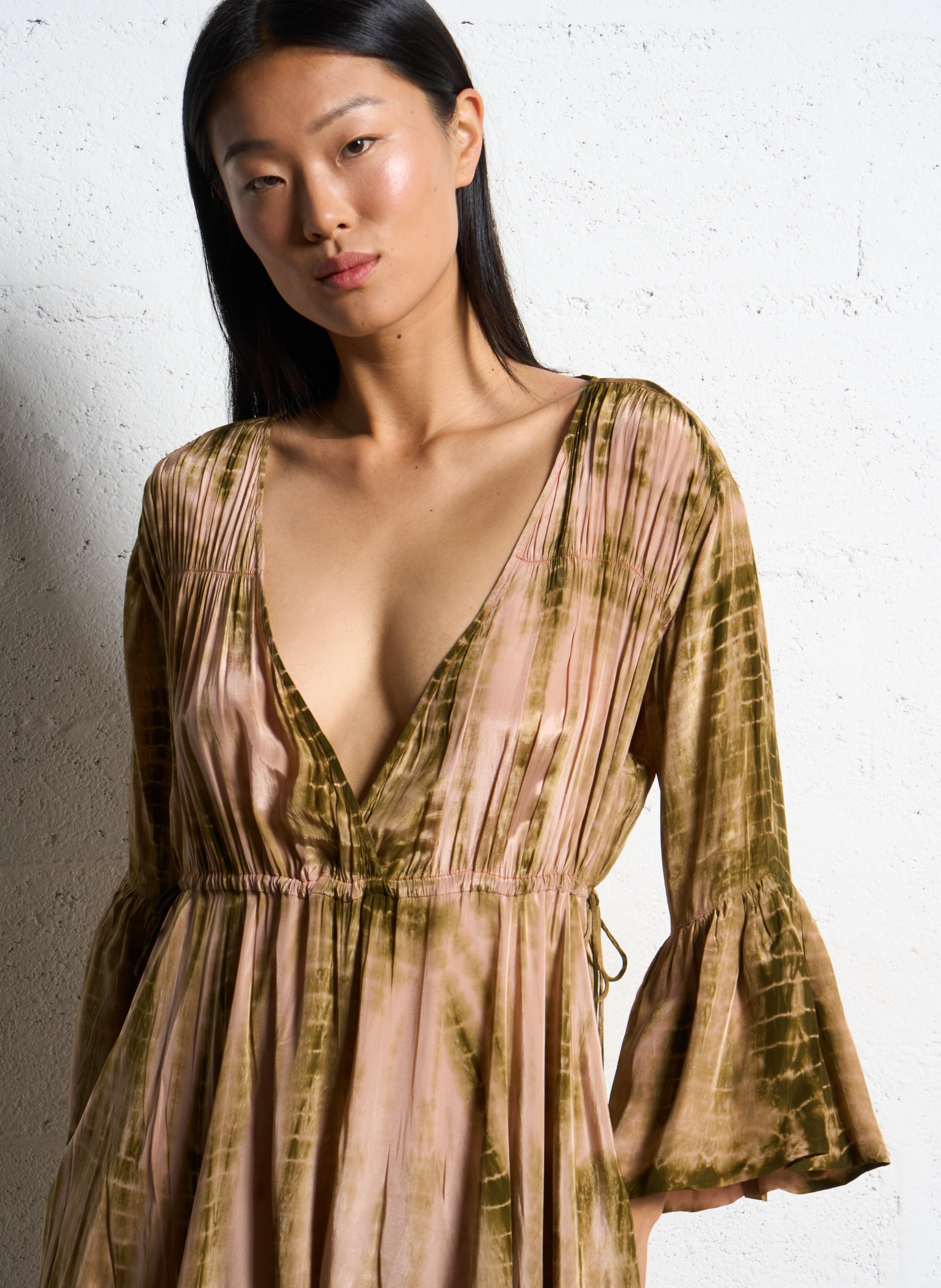 Robe longue col v imprimée MES DEMOISELLES Multicolore