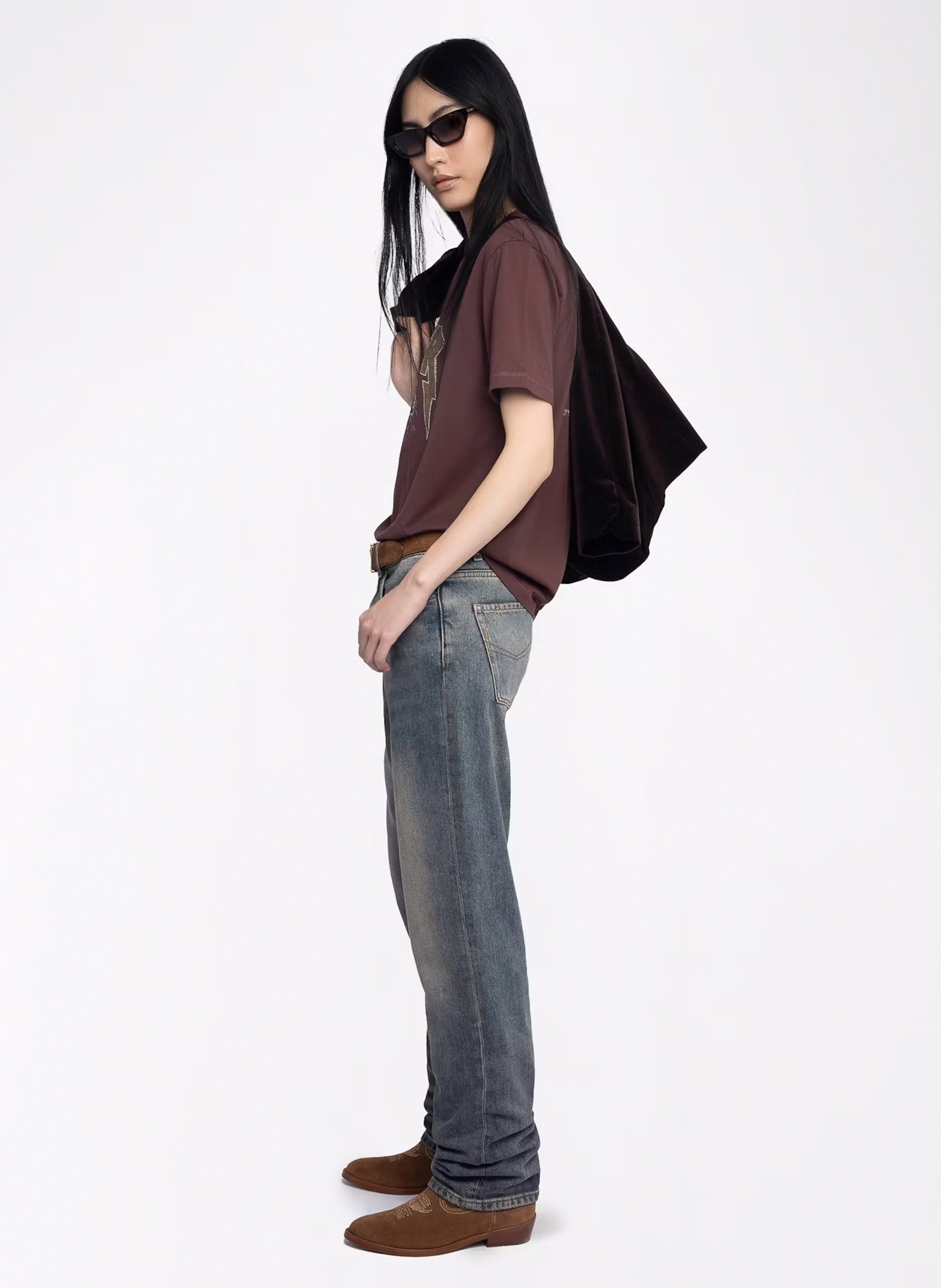 Tee-shirt oversize col rond en coton sérigraphié ZADIG&VOLTAIRE Violet