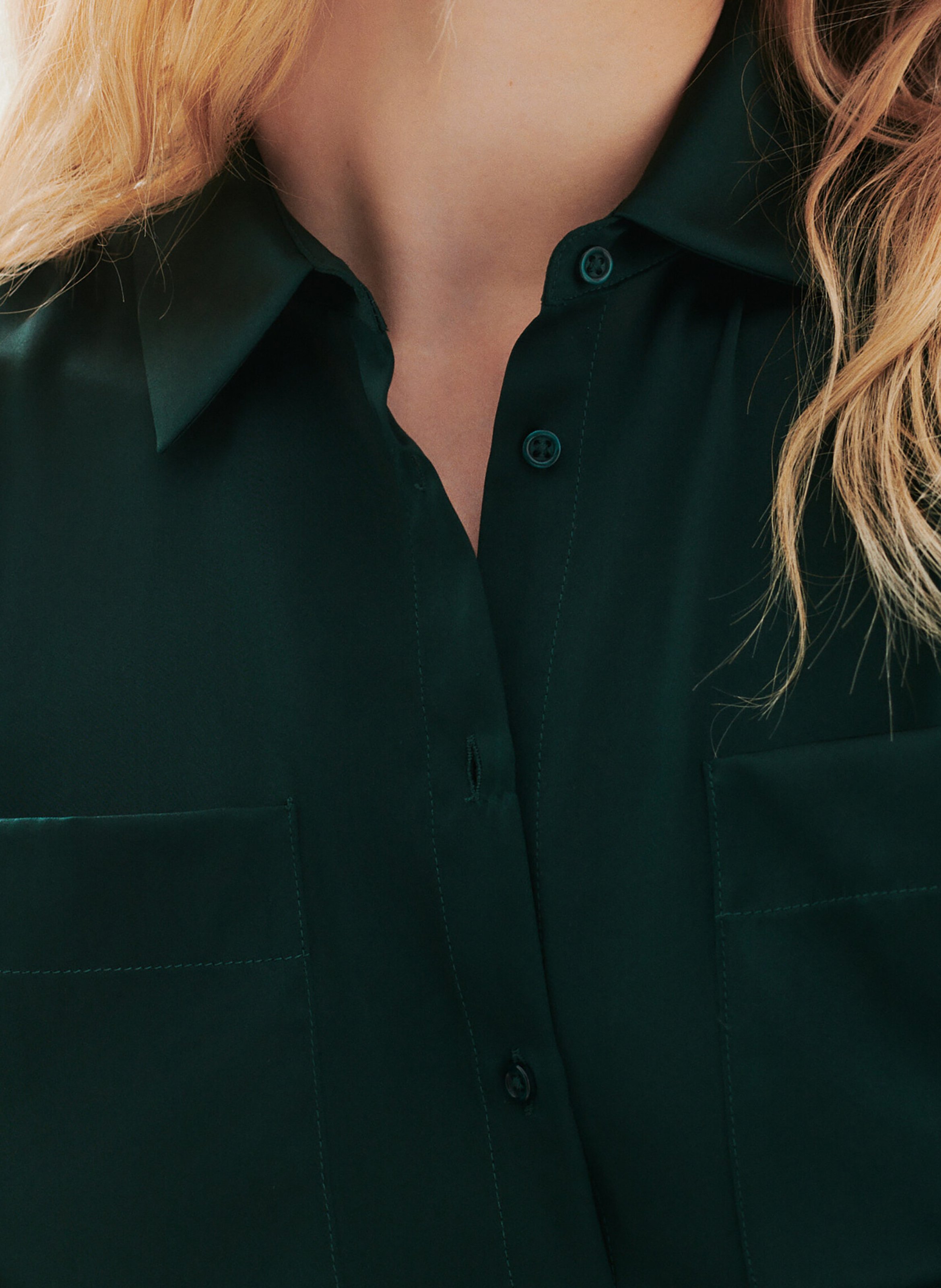 Chemise en soie col classique CAROLL Vert