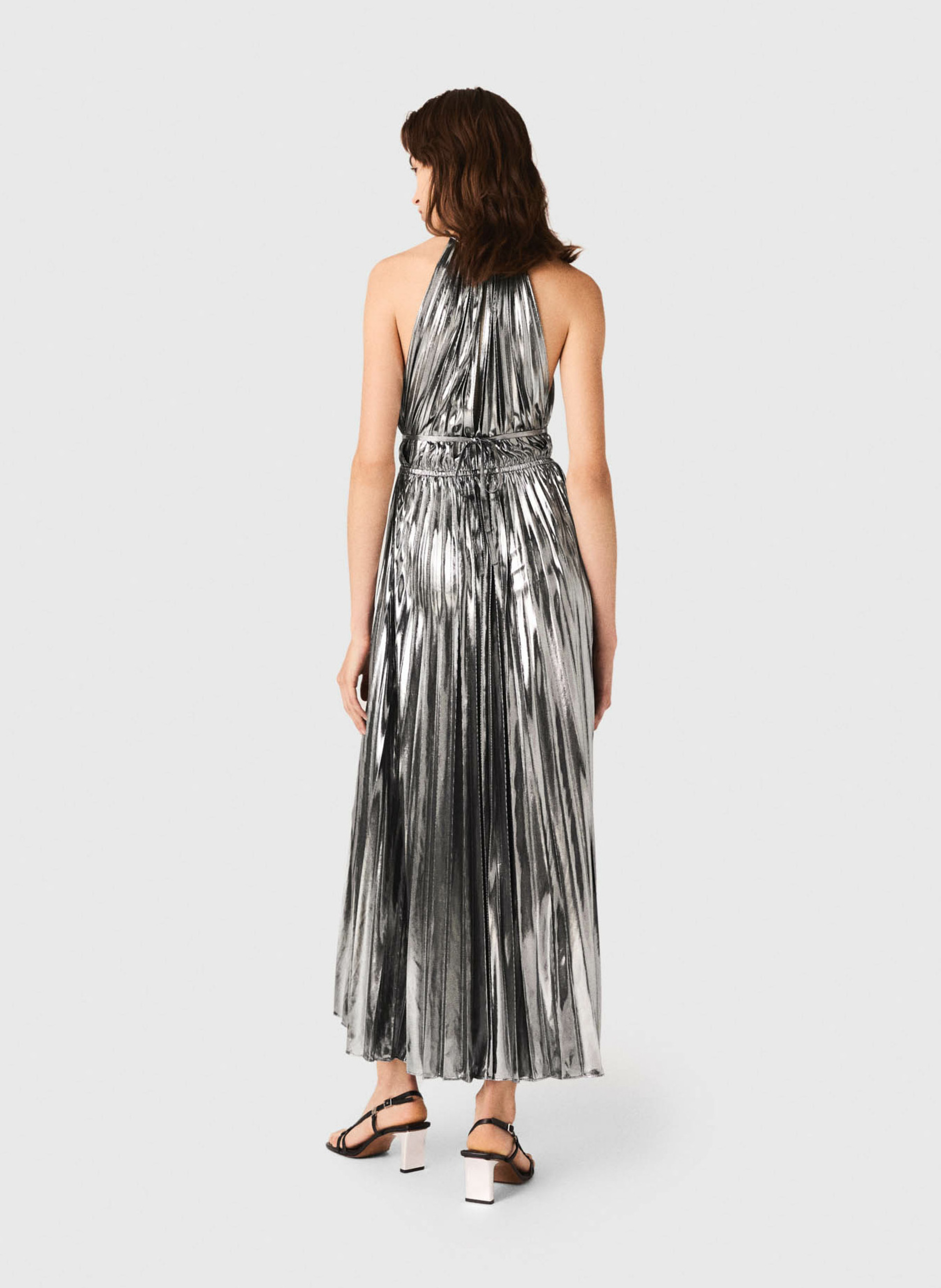 Long metallic dress MAJE Silver