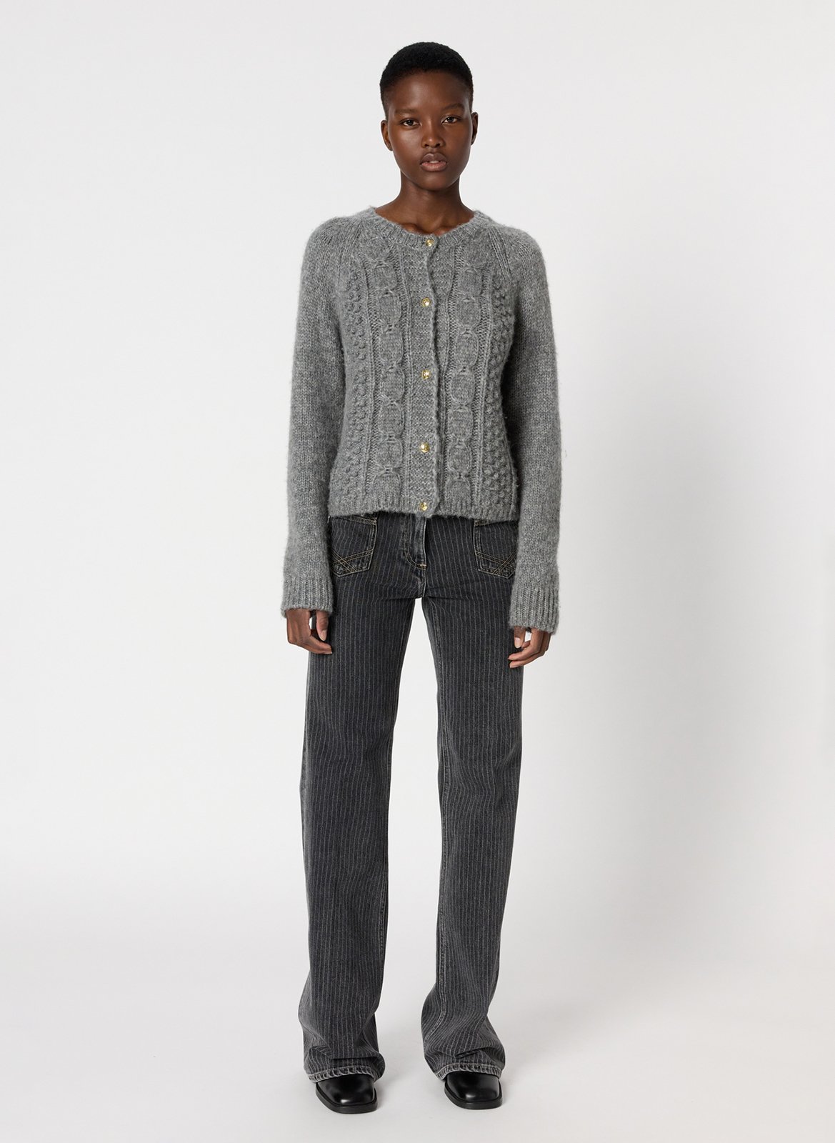 Gebreid kabelvest met ronde hals GERARD DAREL Grijs