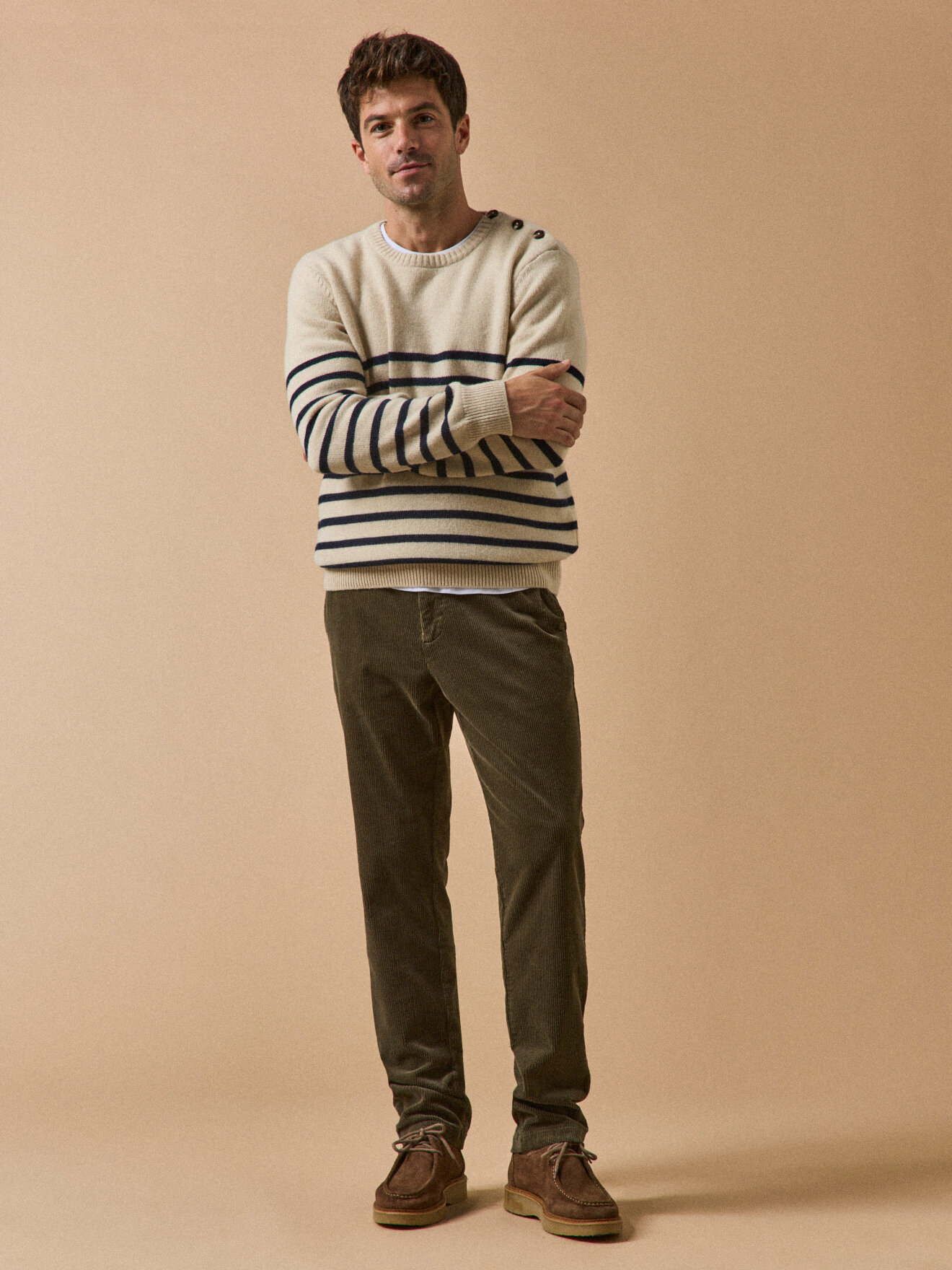 Elasticated waist corduroy pants CYRILLUS Green