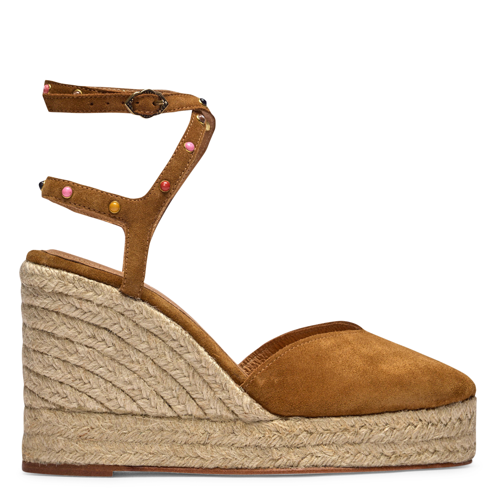 Espadrilles compensées en cuir velours BA&SH Marron