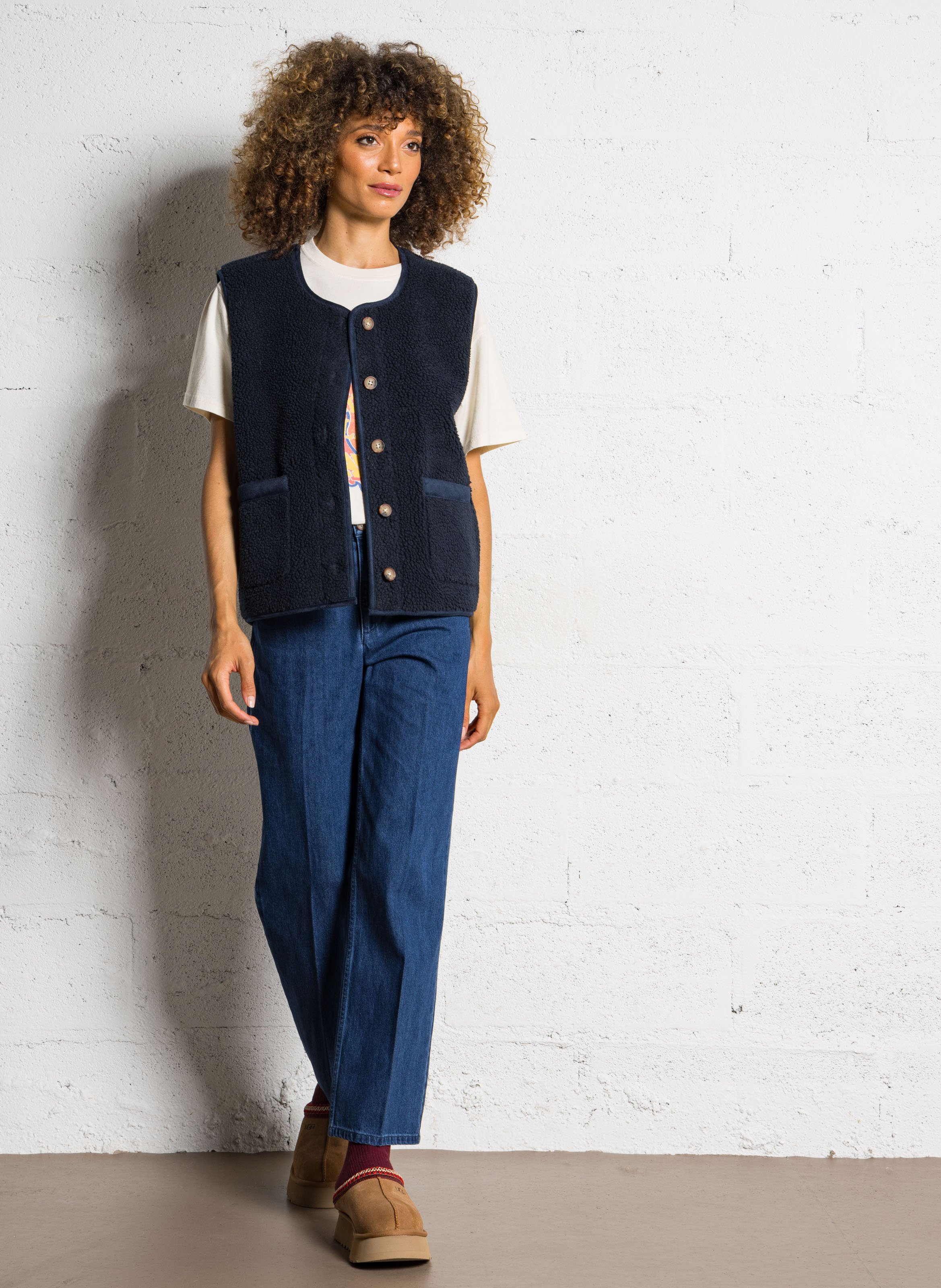 Deels leren klompen UGG Bruin