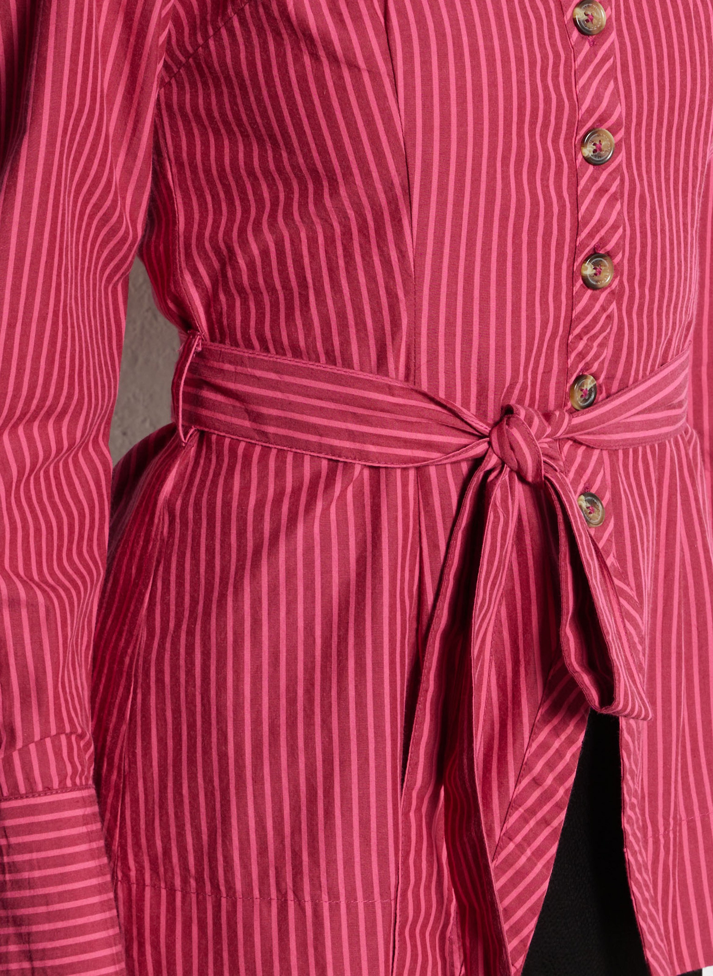 Fitted striped organic cotton shirt DAMSON MADDER Plums