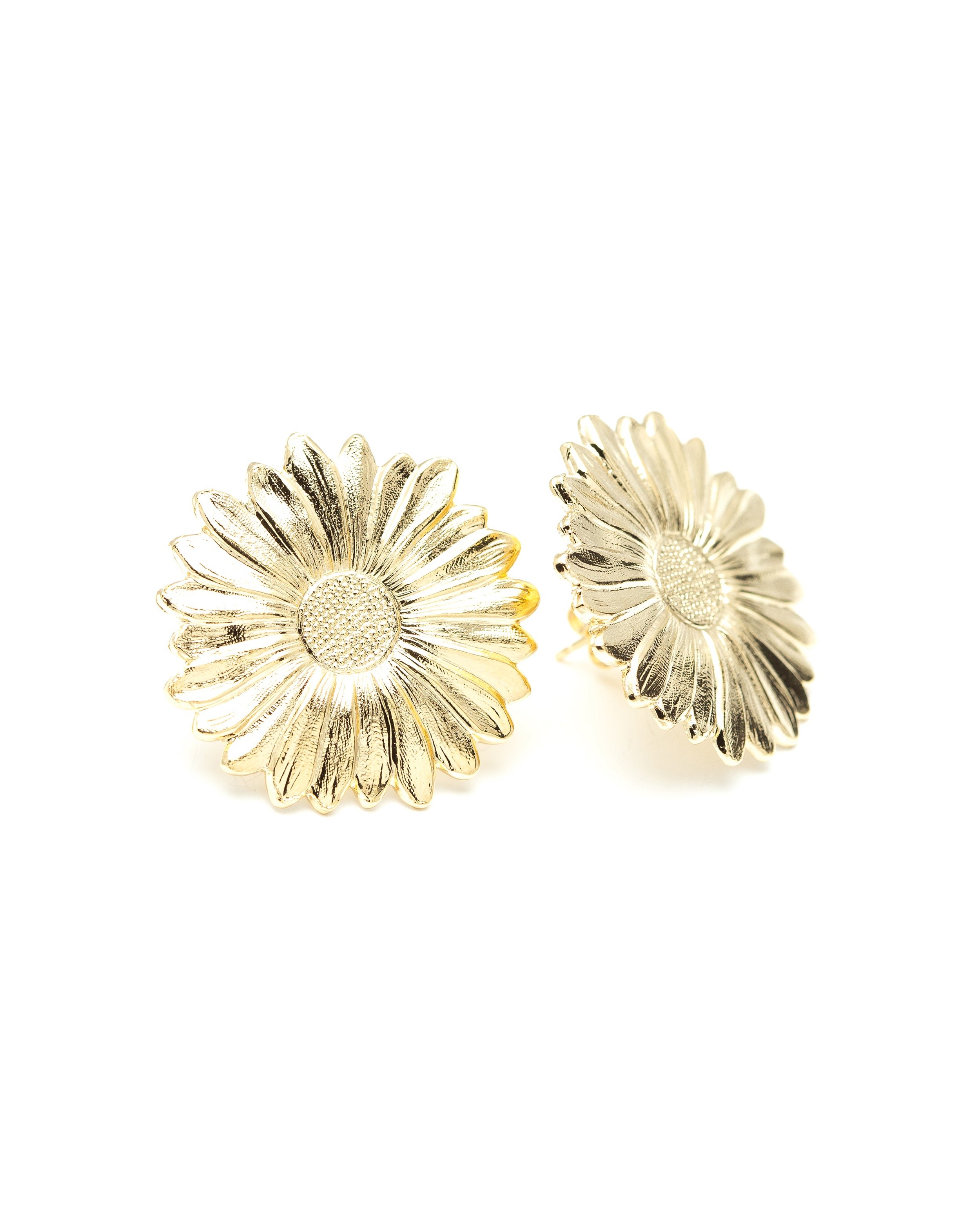 Maxi flower stud earrings in gold-plated 24K gold MONSIEUR SIMONE