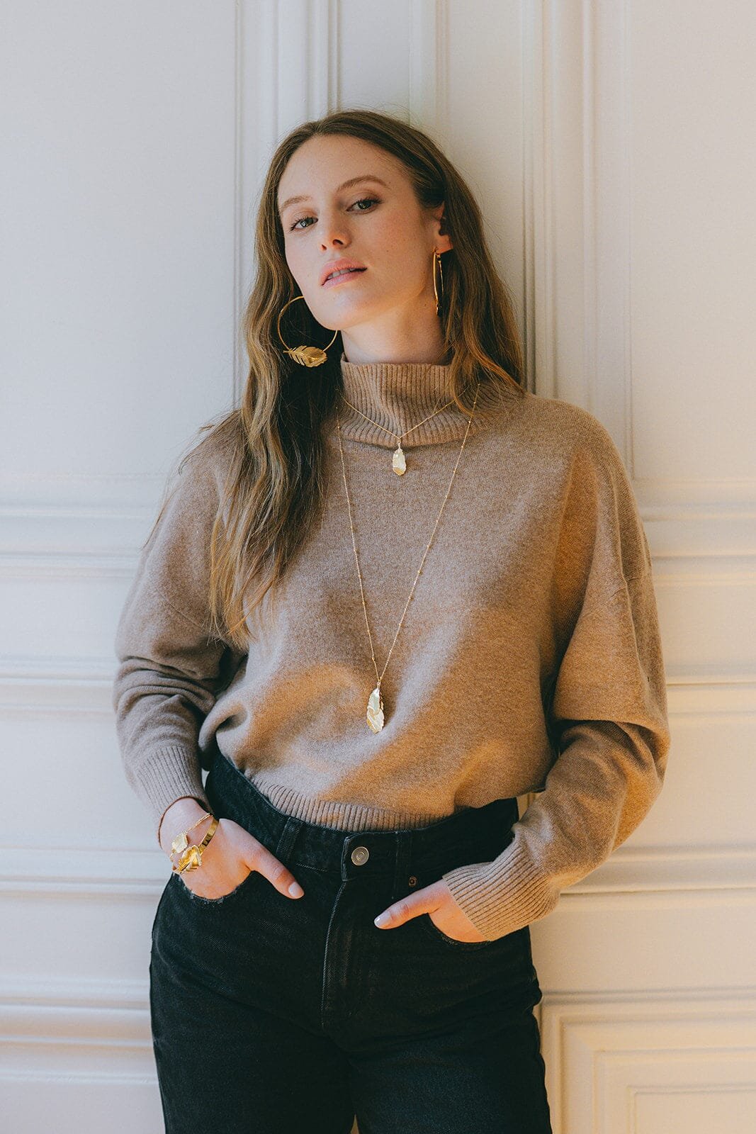 Gold-plated leaf pendant MONSIEUR SIMONE Silver