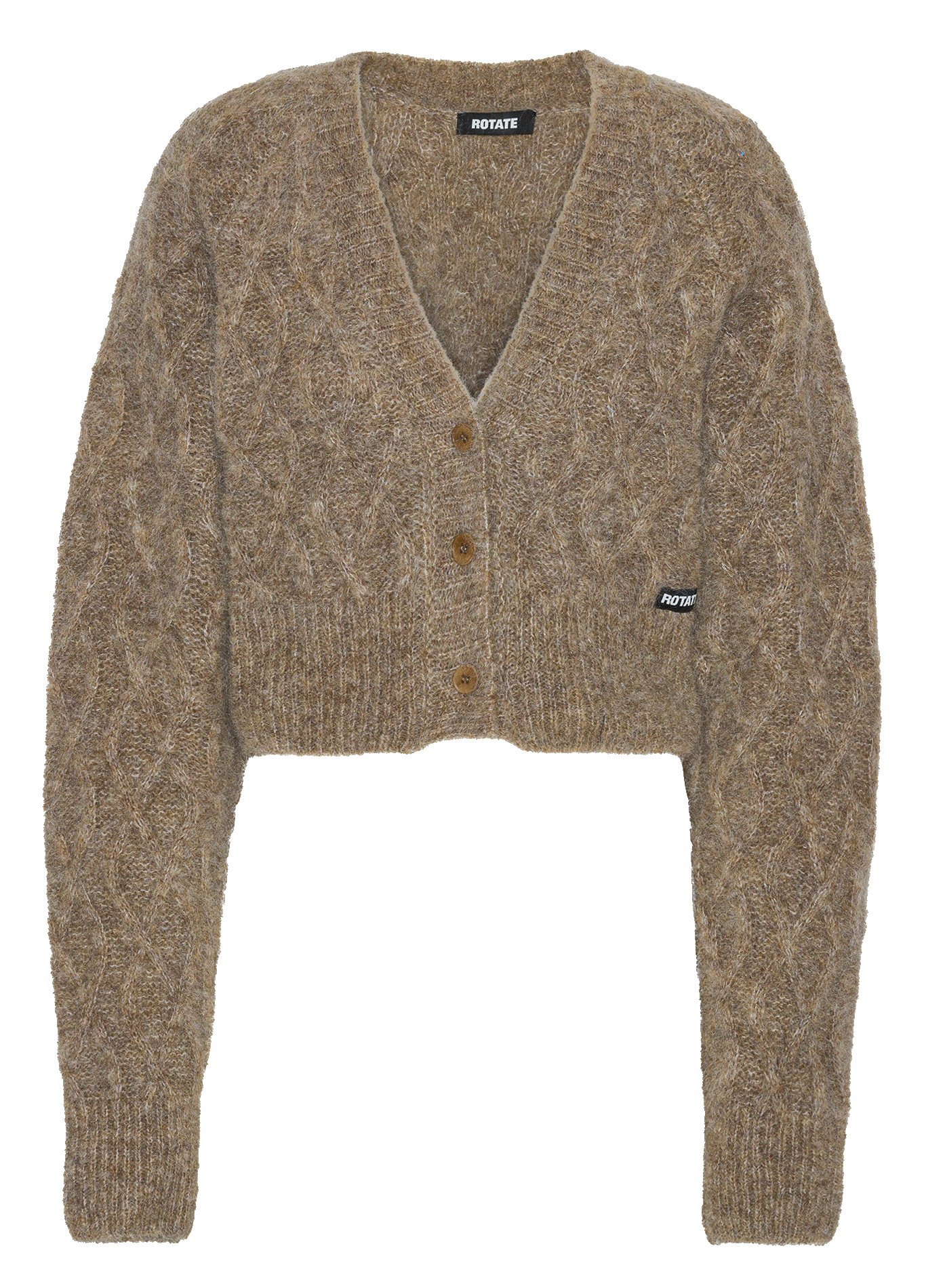 Loose-fit wool-blend cardigan with V-neck ROTATE Brown
