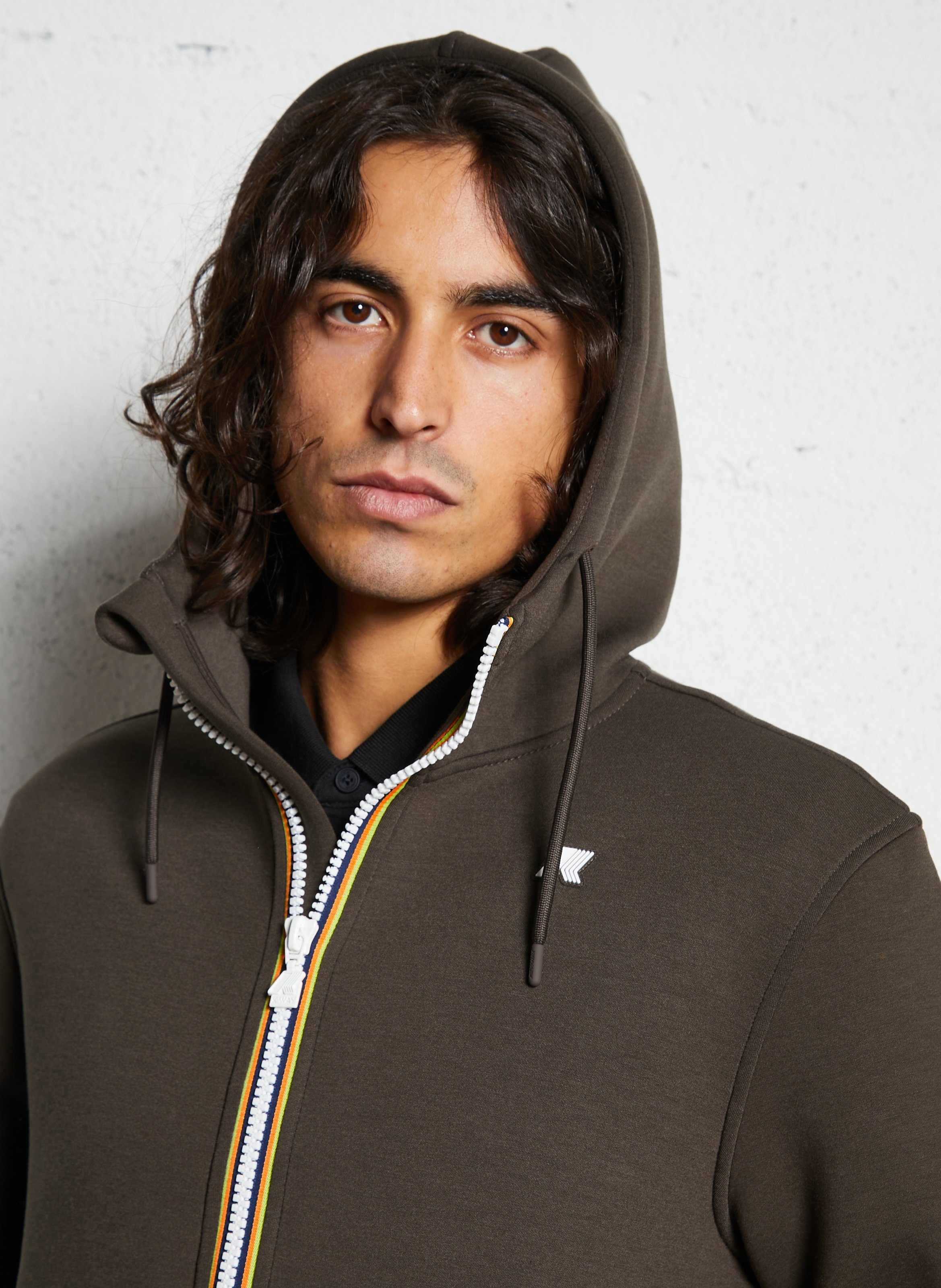 Sweat ample zippé à capuche K-WAY Kaki