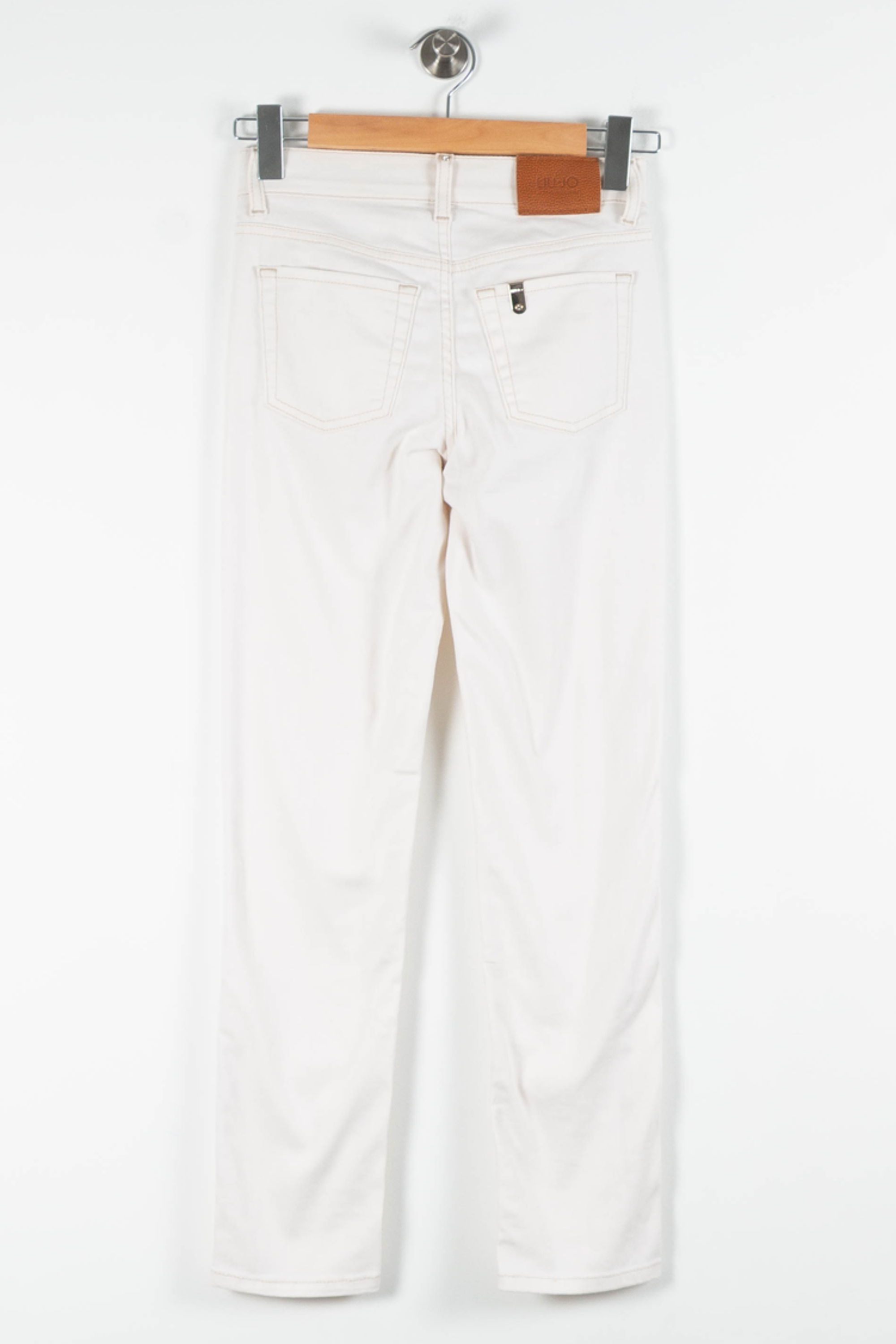 Cropped slim jeans with studs LIU JO - SECONDE MAIN Beige