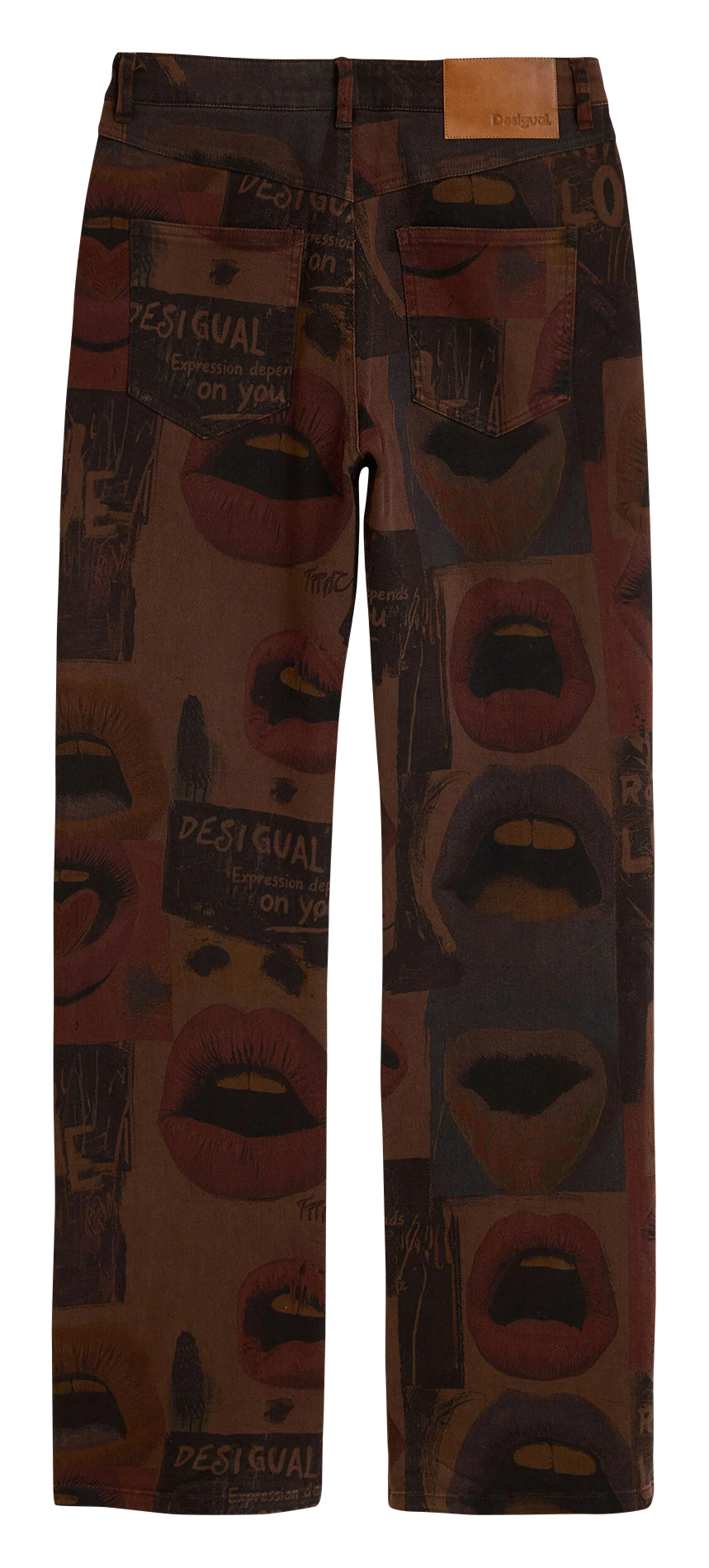 Jean large imprimé en coton mélangé DESIGUAL Marron