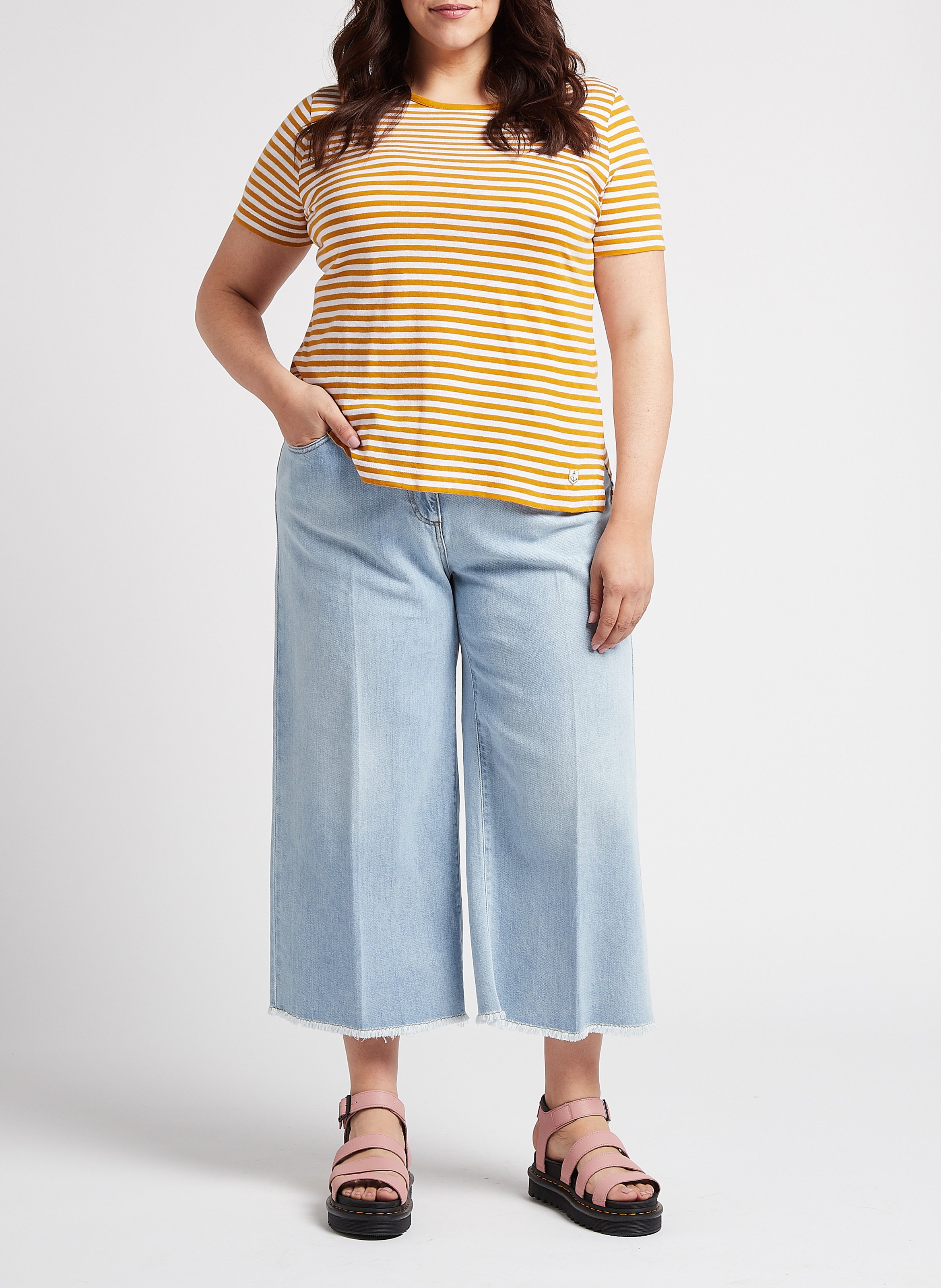 Cropped jeans | katoenblend PERSONA by Marina Rinaldi Blauw