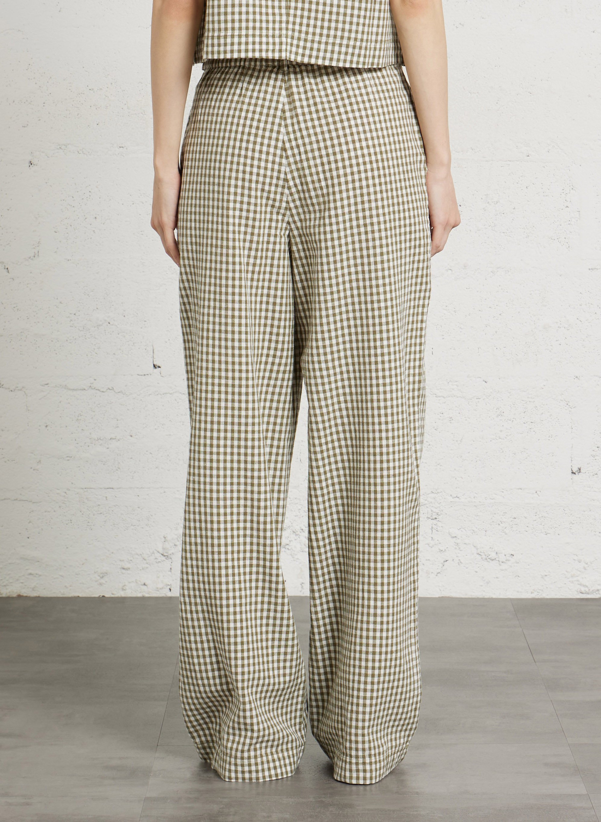 Wide Vichy checkered pants DES PETITS HAUTS Green