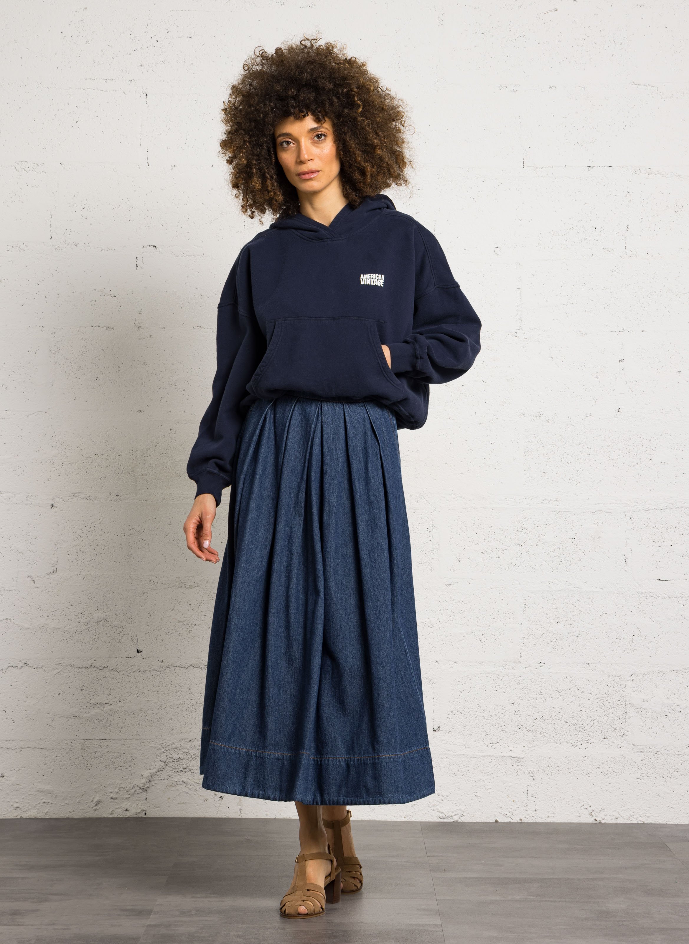 Oversize-Kapuzensweatshirt AMERICAN VINTAGE Blau