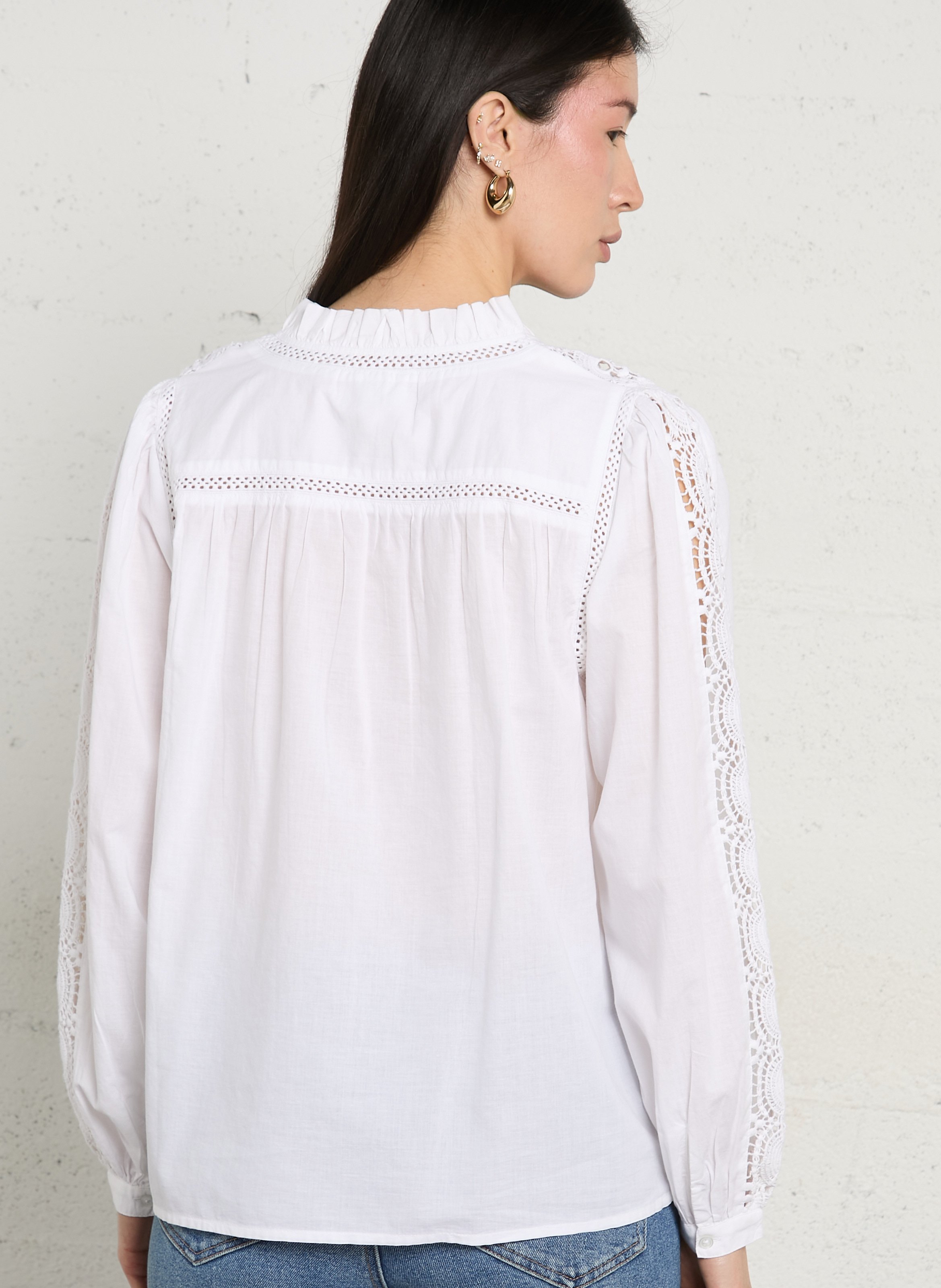 Chemisier col V à broderies ajourées MAISON 123 Blanc