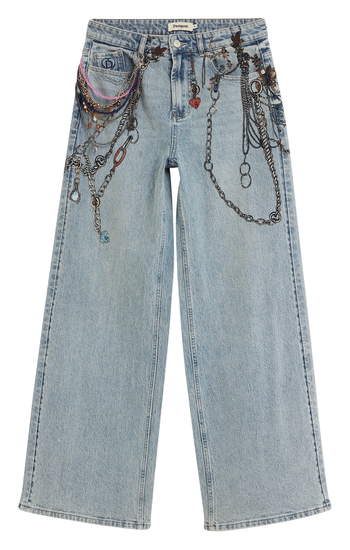 Bedruckte weite Jeans DESIGUAL Blau