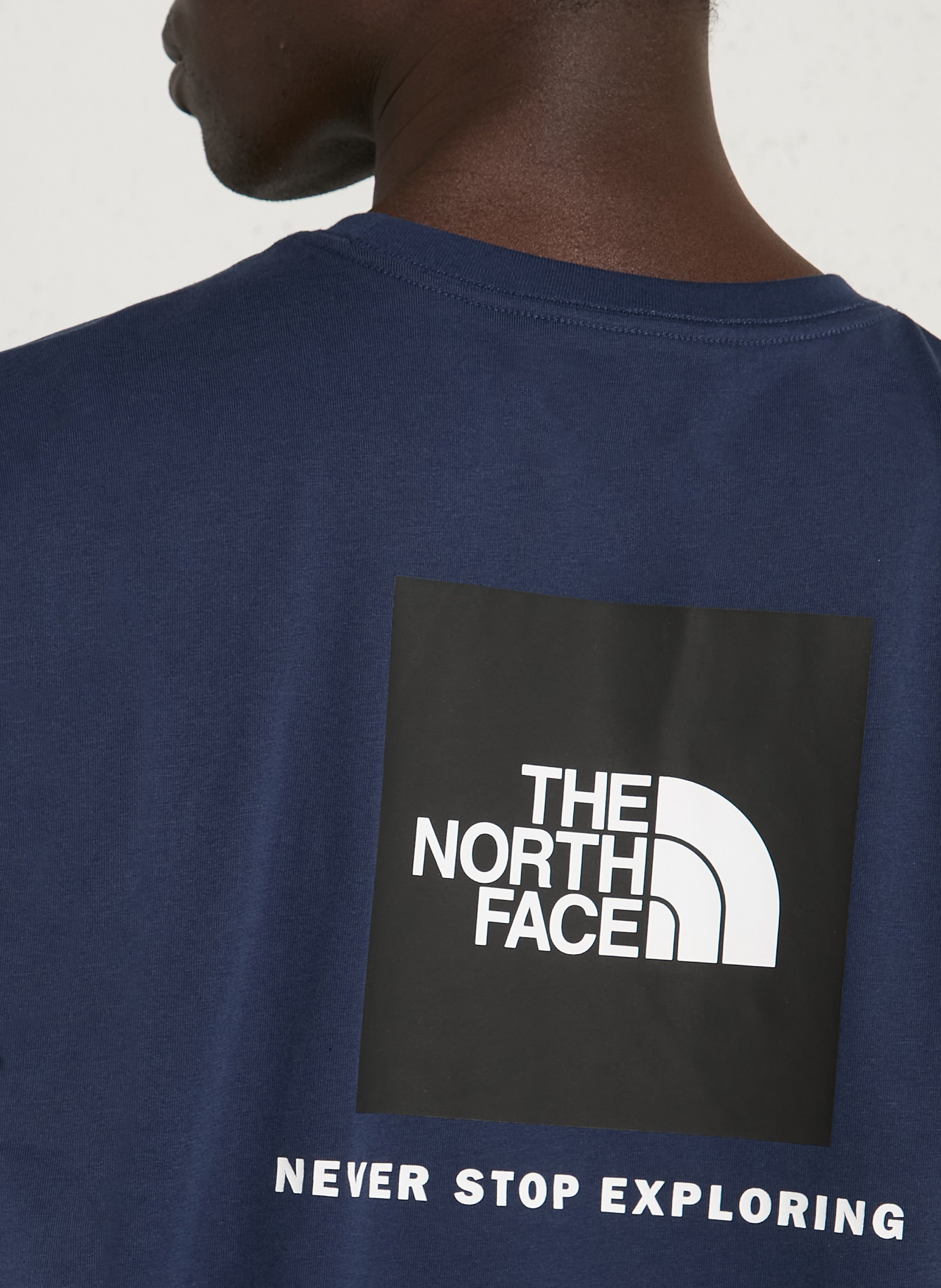 Straight round-neck cotton T-shirt with screen print THE NORTH FACE Blue