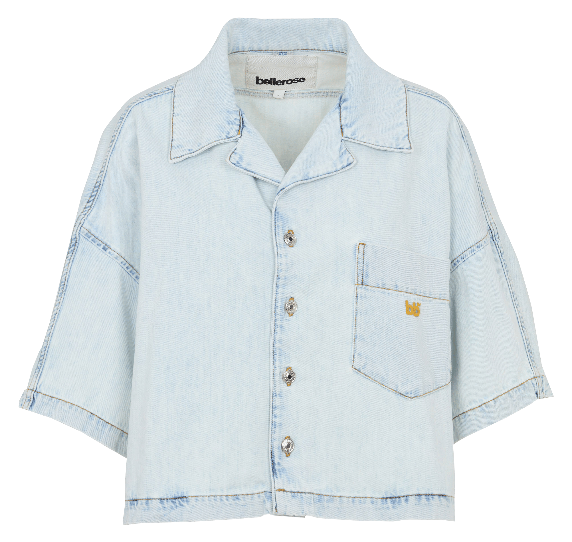 Weite Jeansbluse mit kurzen Ärmeln BELLEROSE Bleached Jeans