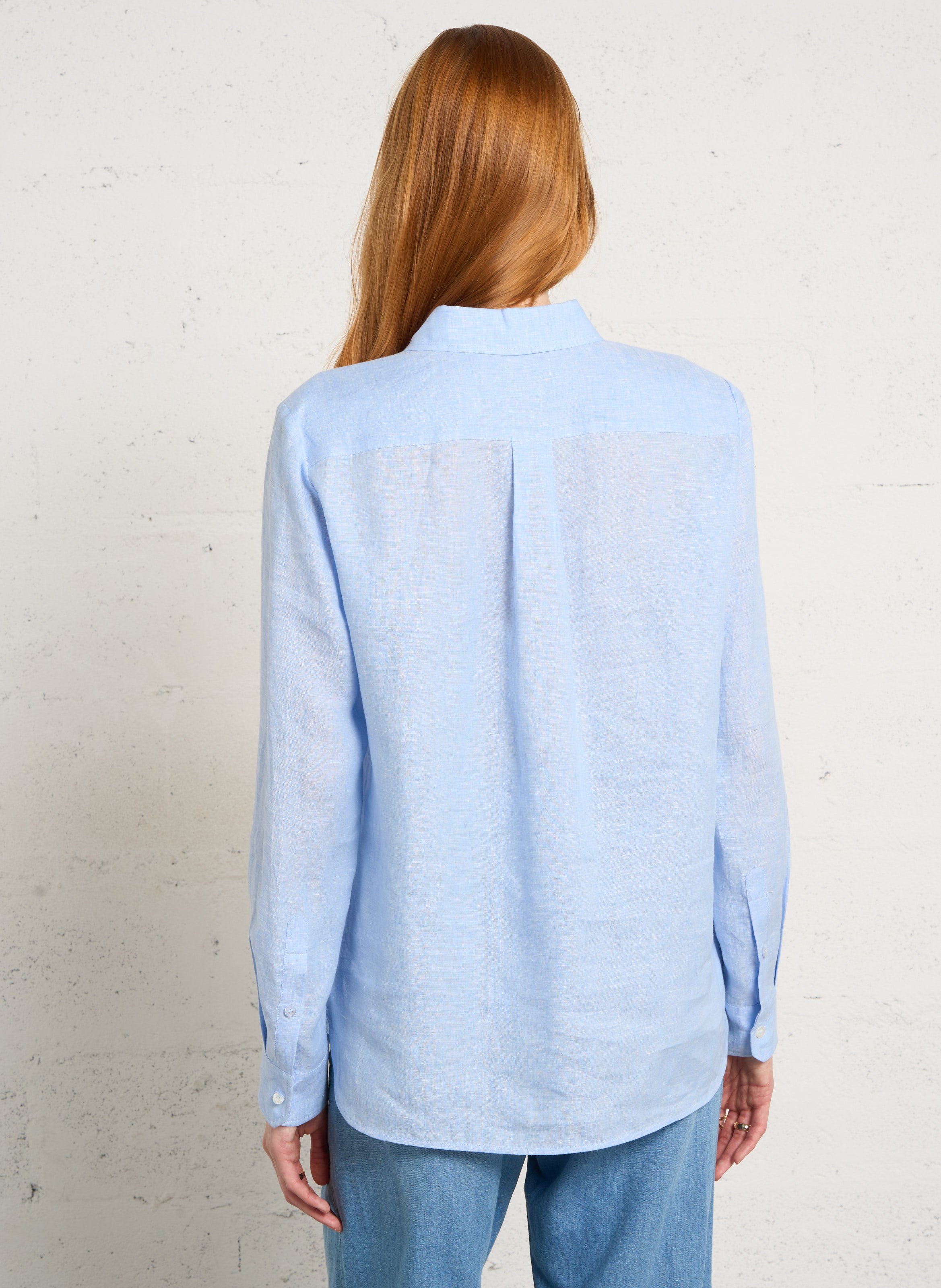 Gerade Leinenbluse mit Knopfleiste MAX MARA WEEK END Blau