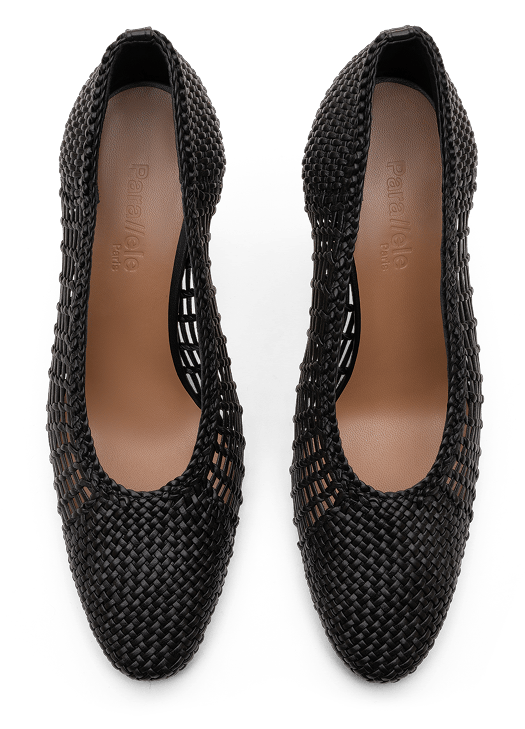 Ballerines en cuir nappa tressé noir PARALLELE PARIS Noir