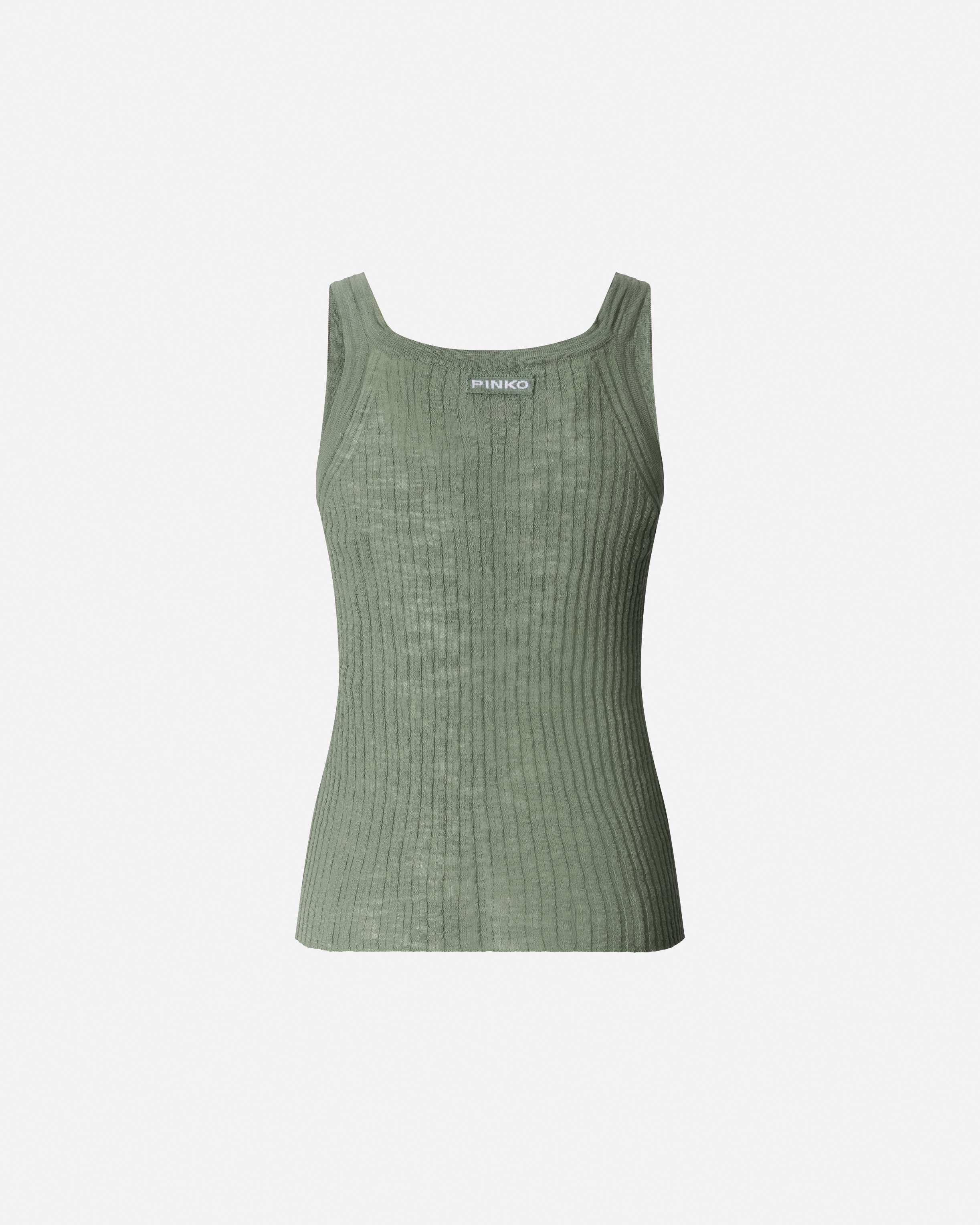 Ribbed logo tank top PINKO Grey