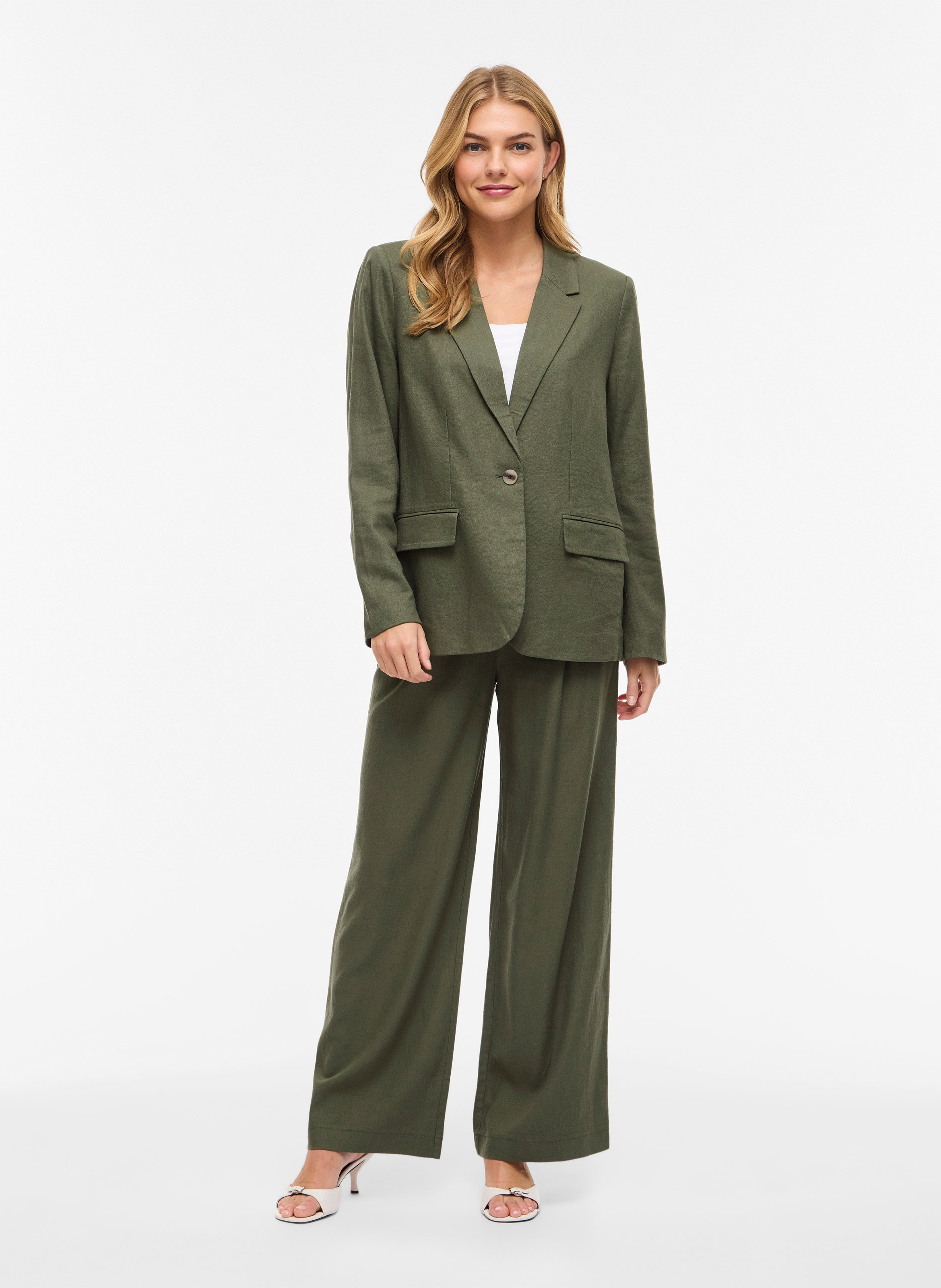 Veste tailleur en lin mélangé VILA Vert