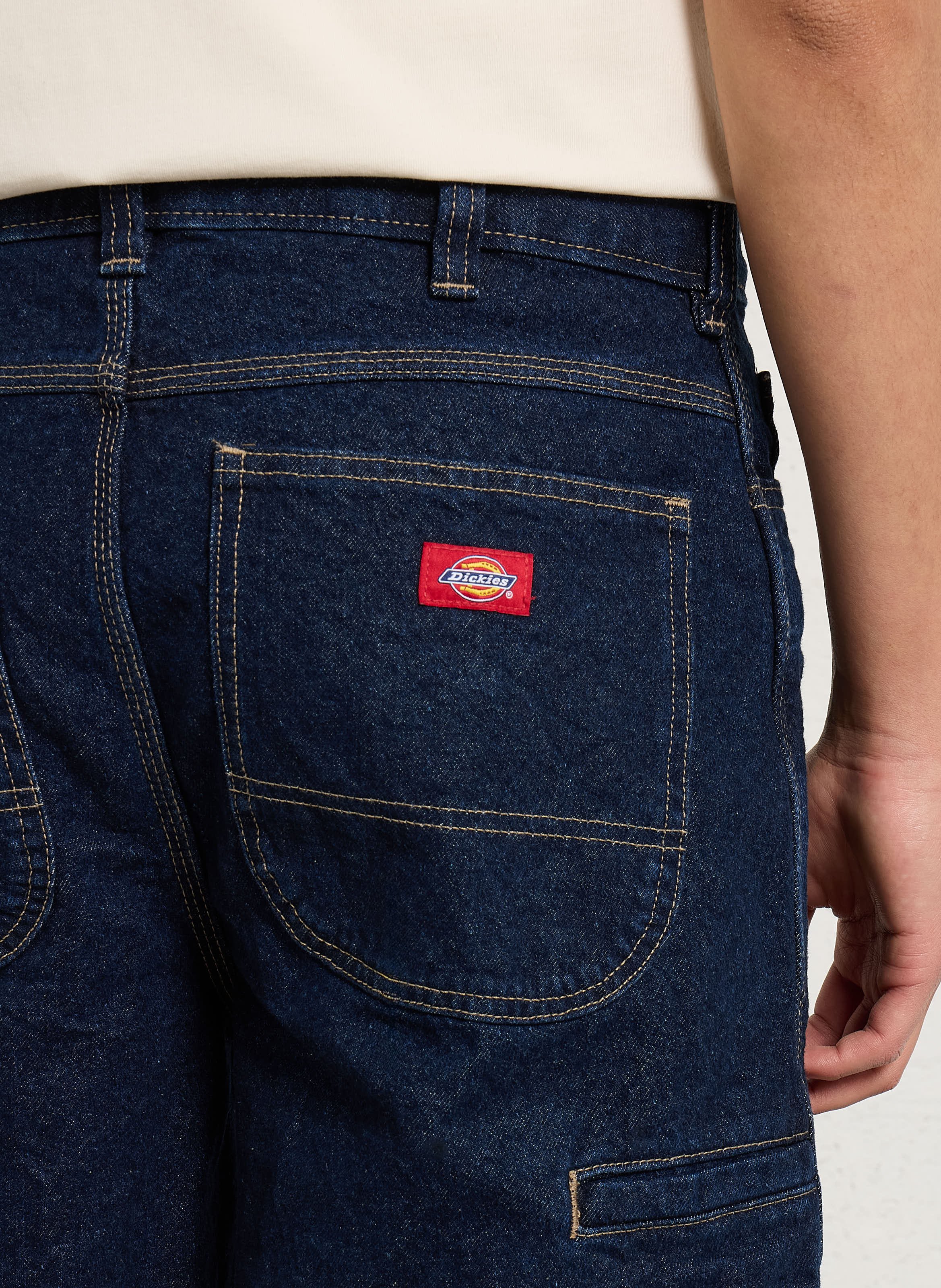 Gerade geschnittene High-Waist-Jeanshose in Raw-Denim DICKIES Blau