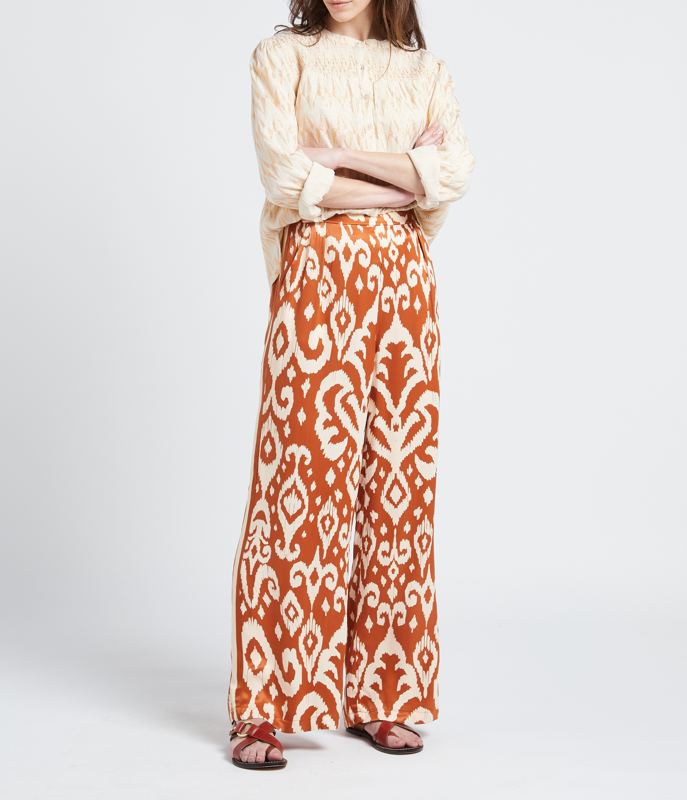 Loose-fit cotton-blend shirt with mandarin collar LA PETITE ETOILE Golden